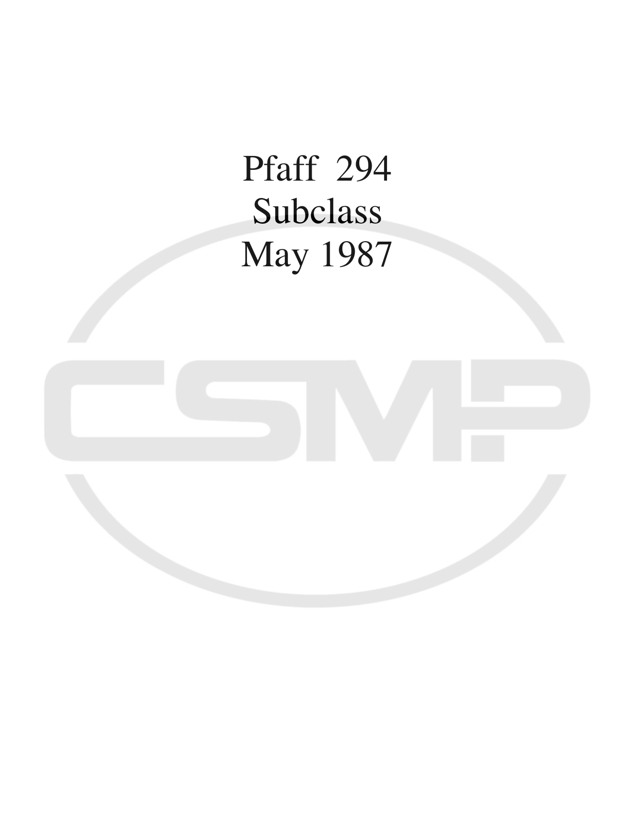 Pfaff 294 Parts Book