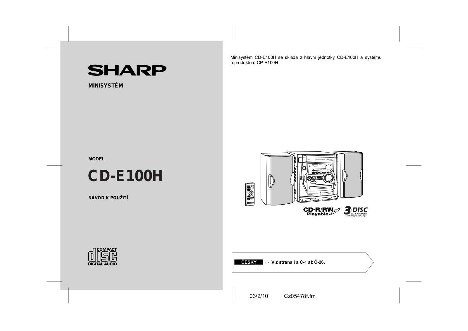 Sharp CD-E100H User Manual