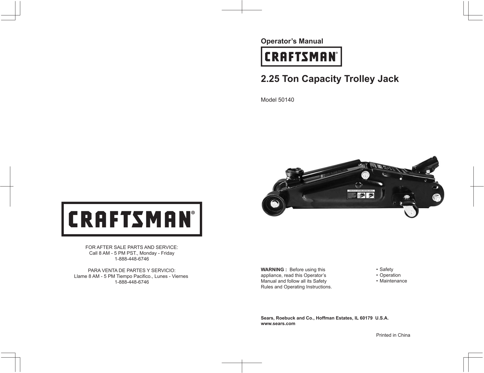 Craftsman 50140 User Manual