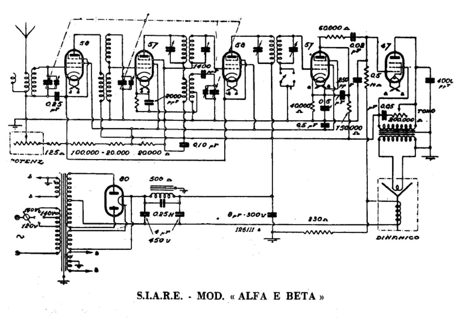 Siare Crosley alfa, beta schematic