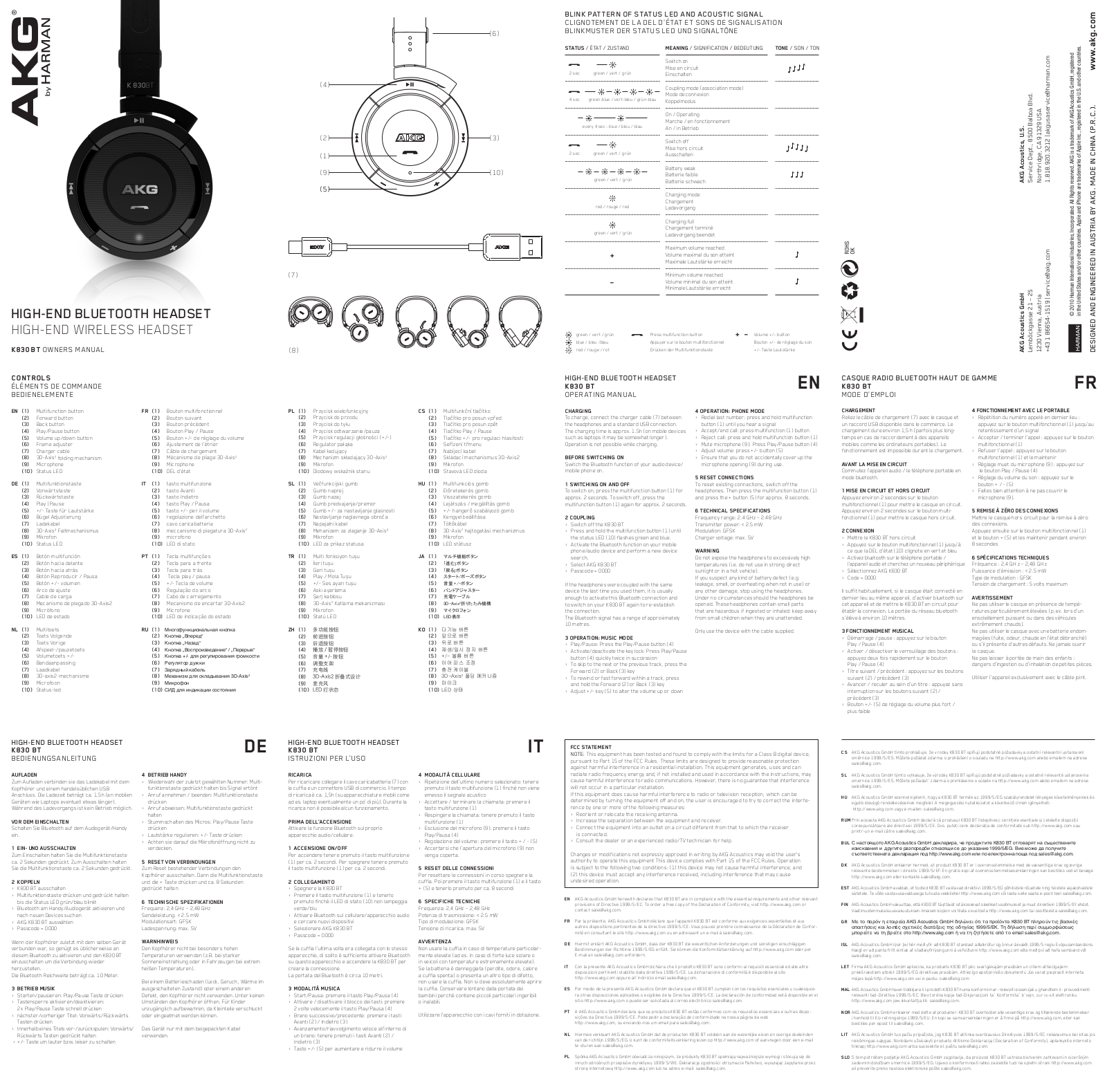 AKG K830 bt User manual