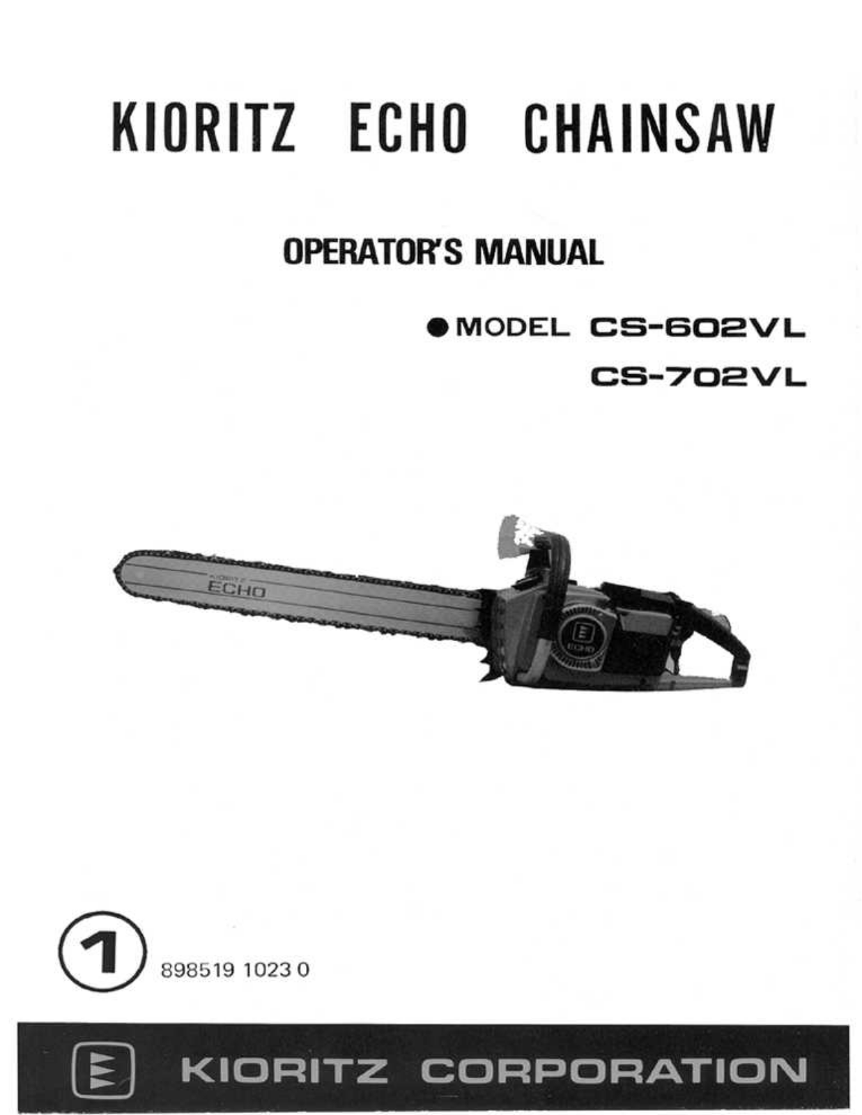 Kioritz Echo CS-602VL, Echo CS-702VL Operator's Manual