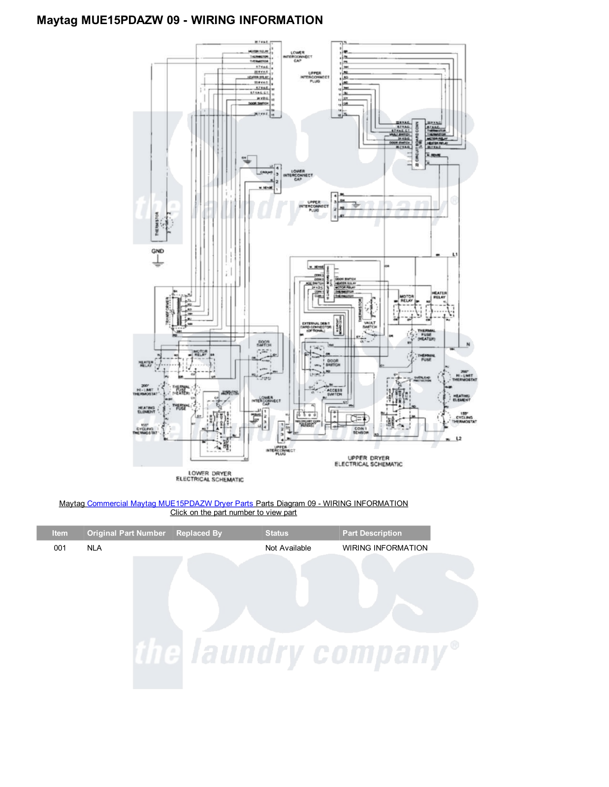 Maytag MUE15PDAZW Parts Diagram