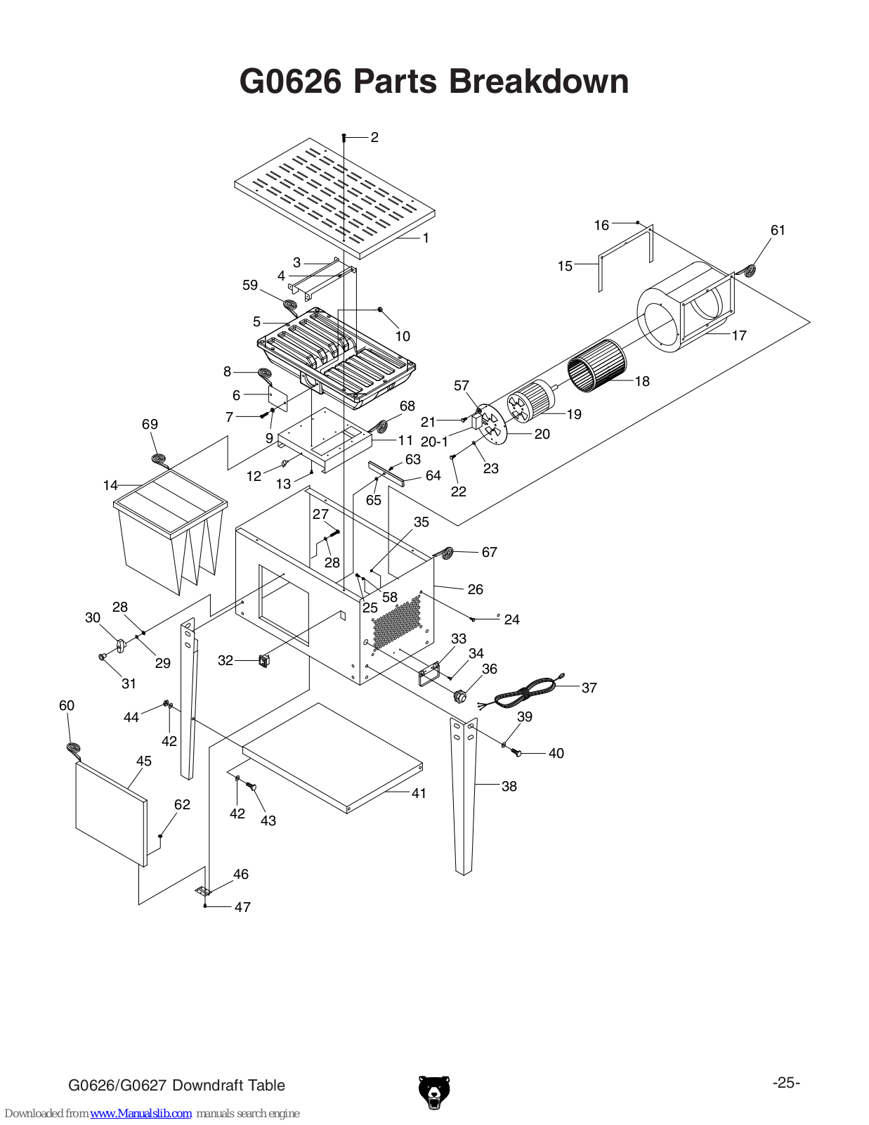 Grizzly G0626 Parts Breakdown