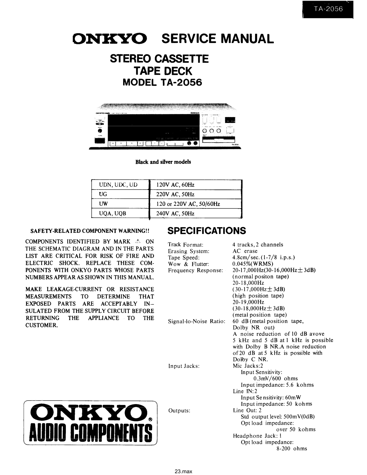 Onkyo TA-2056 Service manual