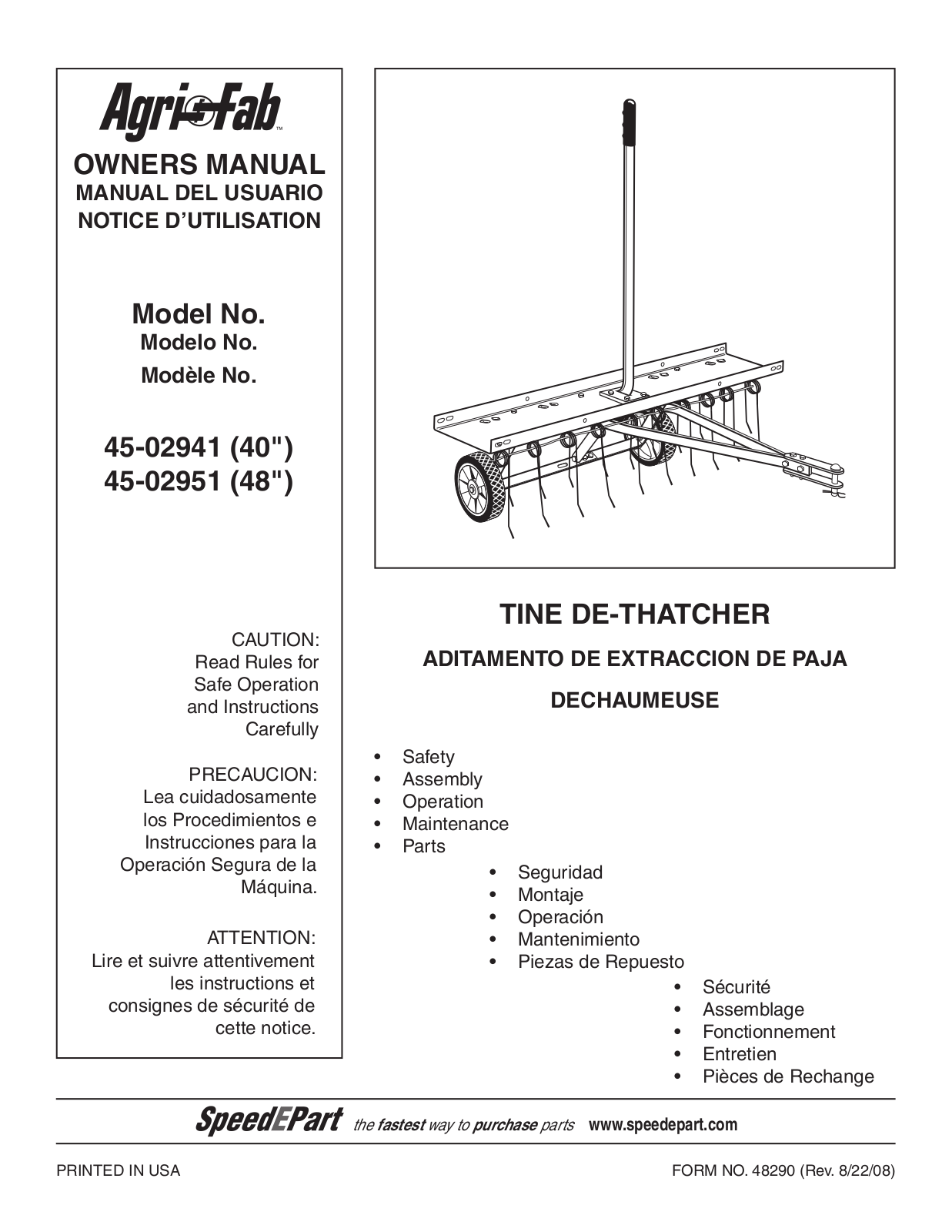 Agri-Fab 45-02951, 45-02941 User Manual