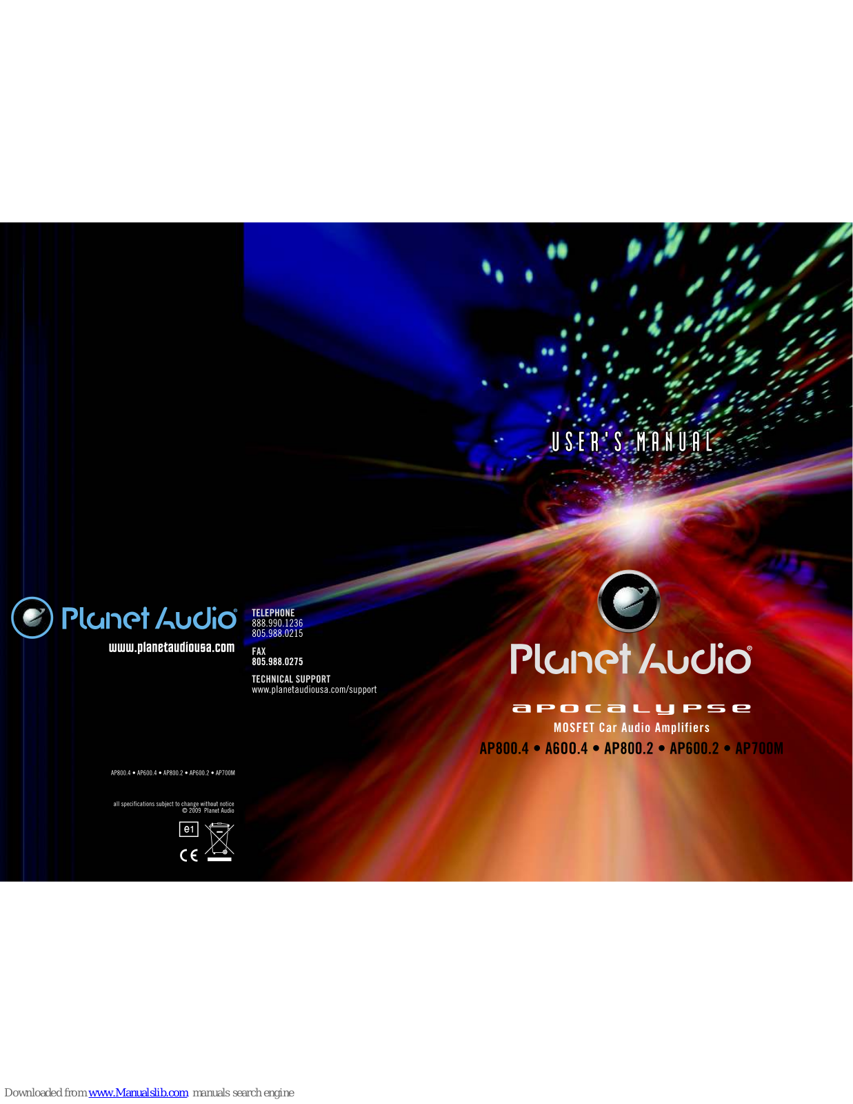 Planet Audio Apocalypse AP600.2, Apocalypse AP800.4, Apocalypse AP600.4, Apocalypse AP700M, Apocalypse AP800.2 User Manual