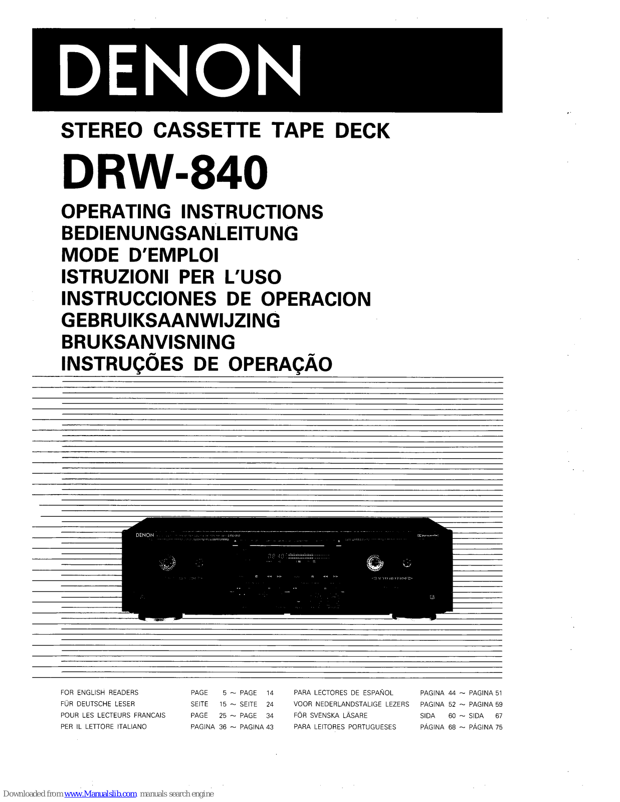 Denon DRW-840 OPERATING INSTRUCTIONS