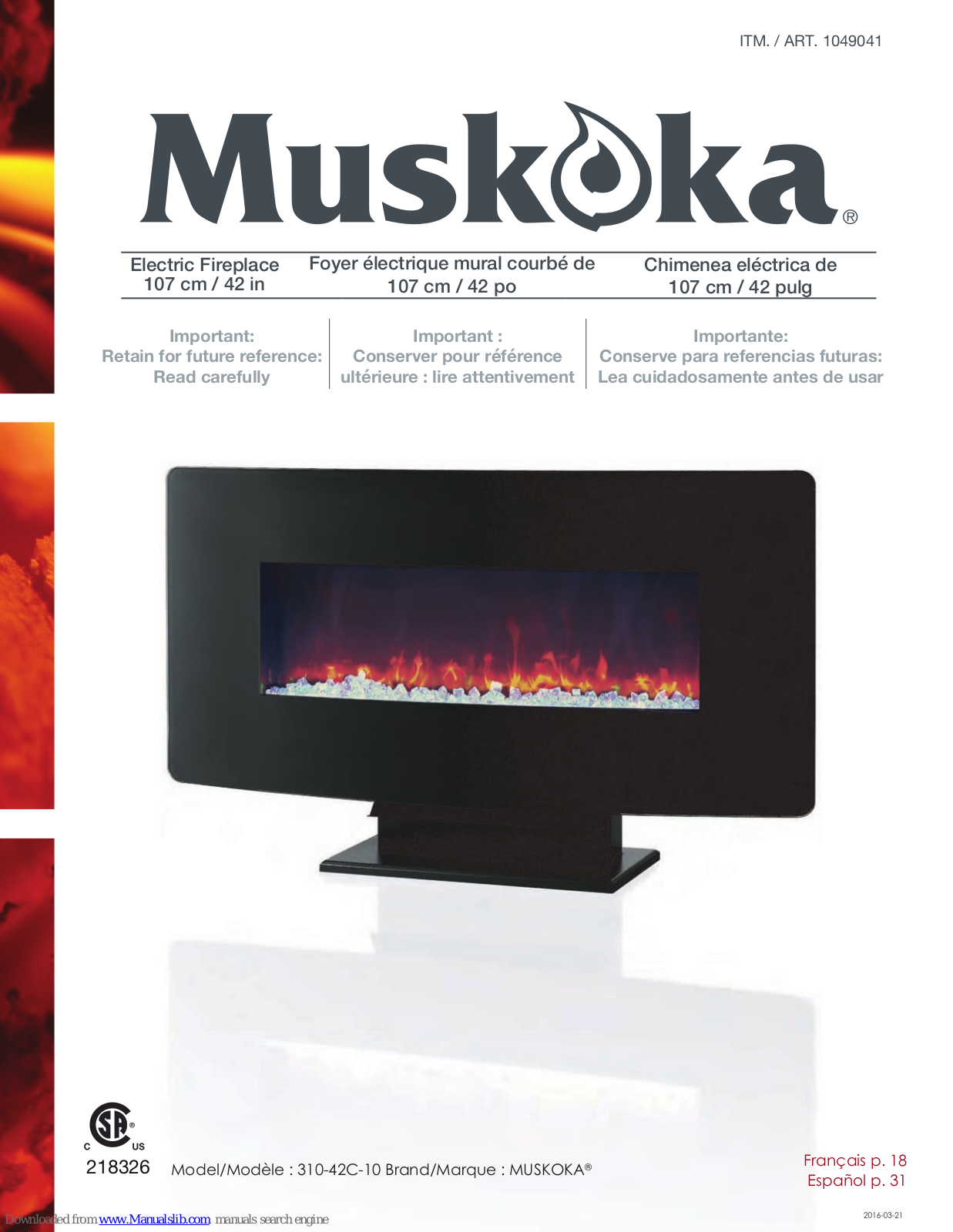 Muskoka 310-42C-10, SF310C-36 User Manual