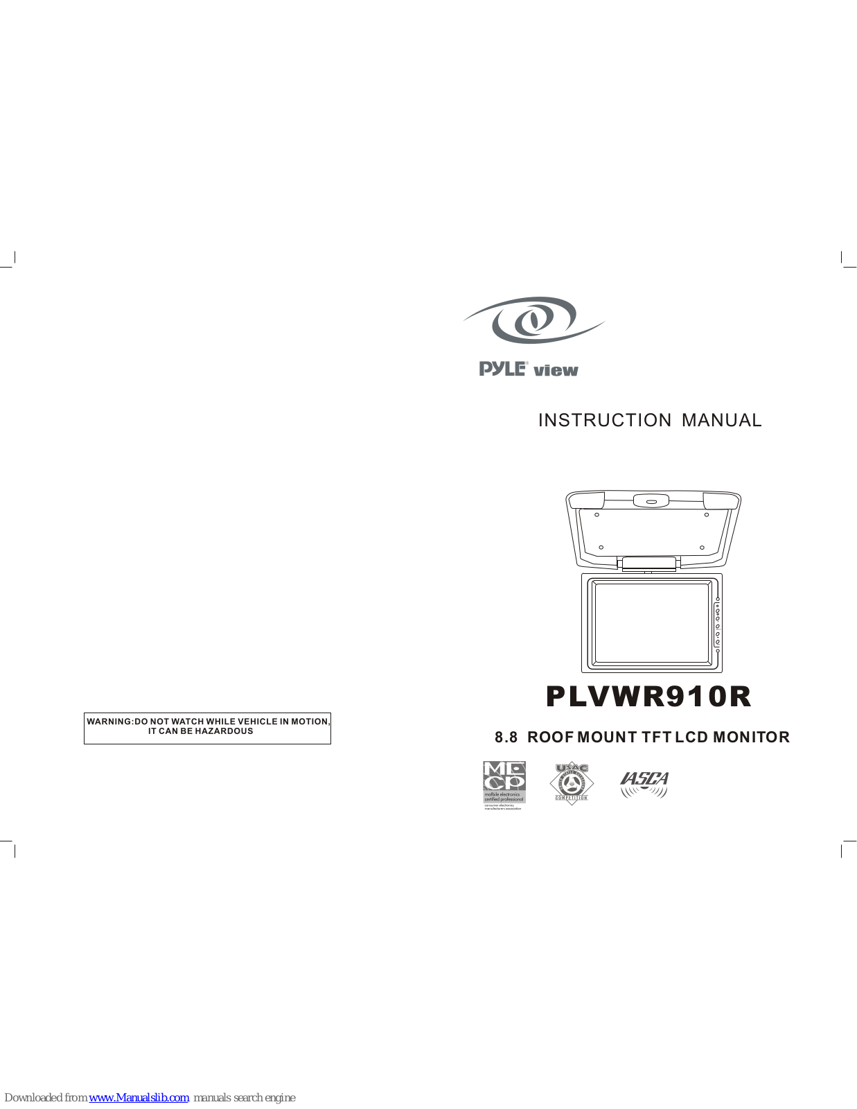 Pyle view PYLE PLVWR910R, PLVWR910R Instruction Manual