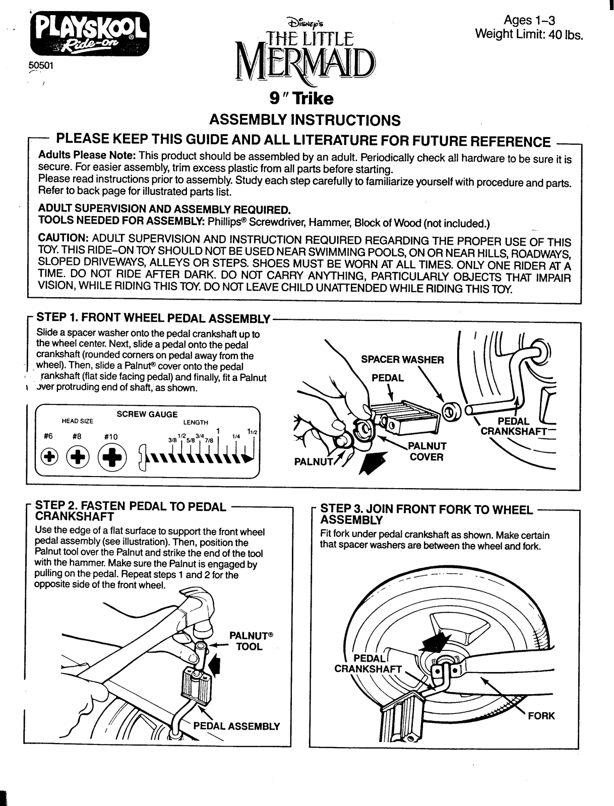 HASBRO Little Mermaid Trike User Manual