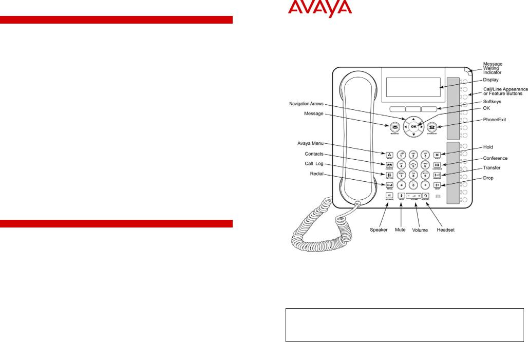 Avaya 1616 Quick Reference Guide