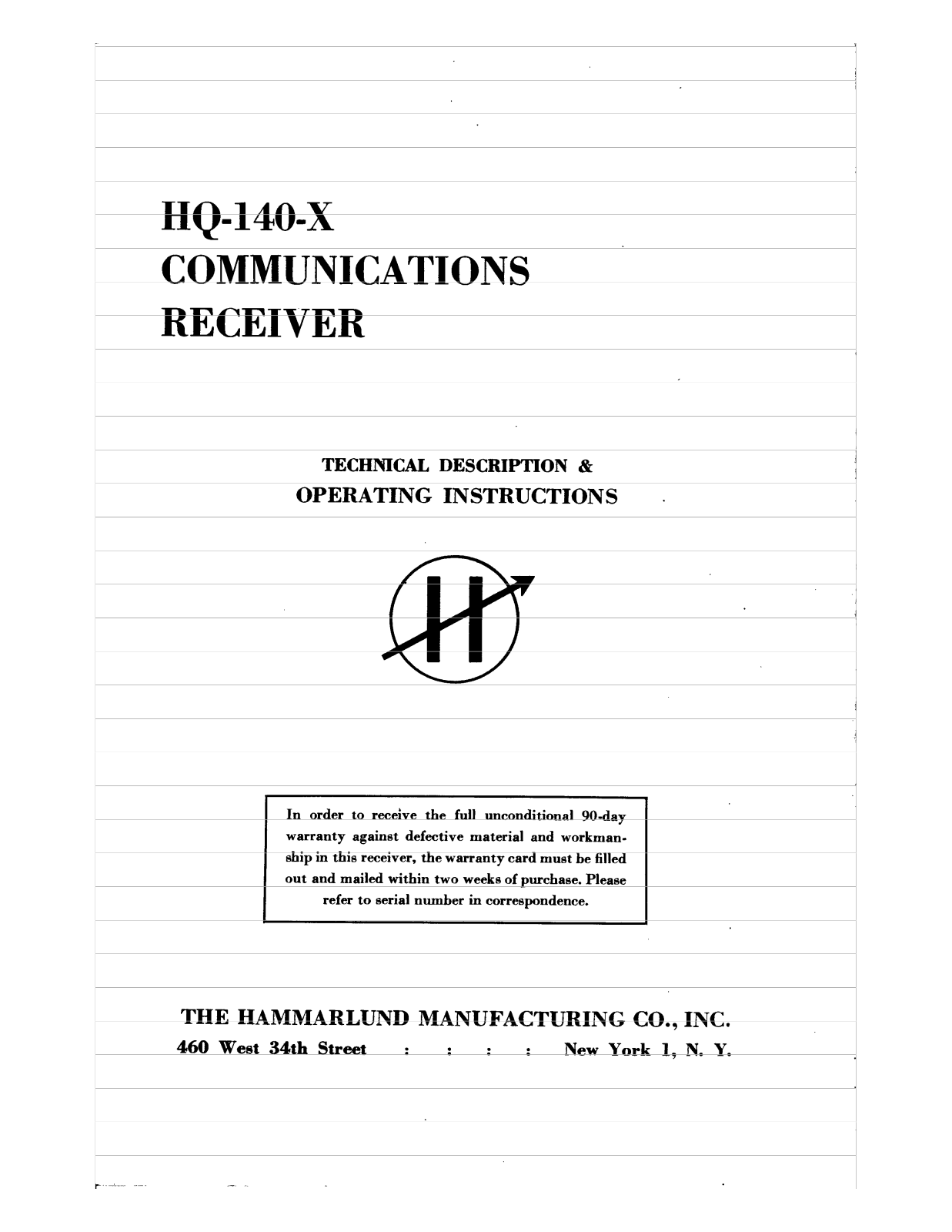 HAMMARLUND HQ-140x User Manual