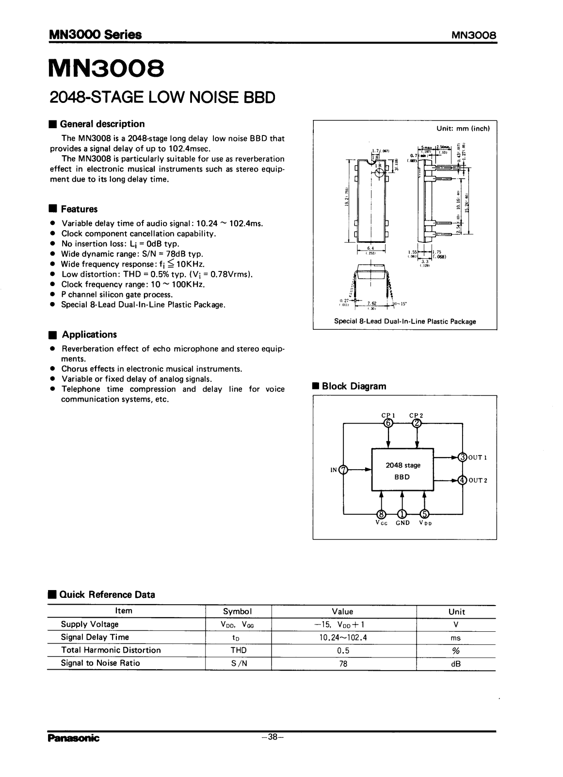 Panasonic MN3008 Datasheet