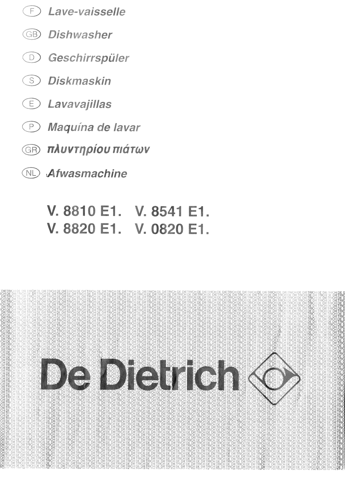De dietrich VN8810E1, VW8820E1, VD0820E1, VN8820E1 User Manual