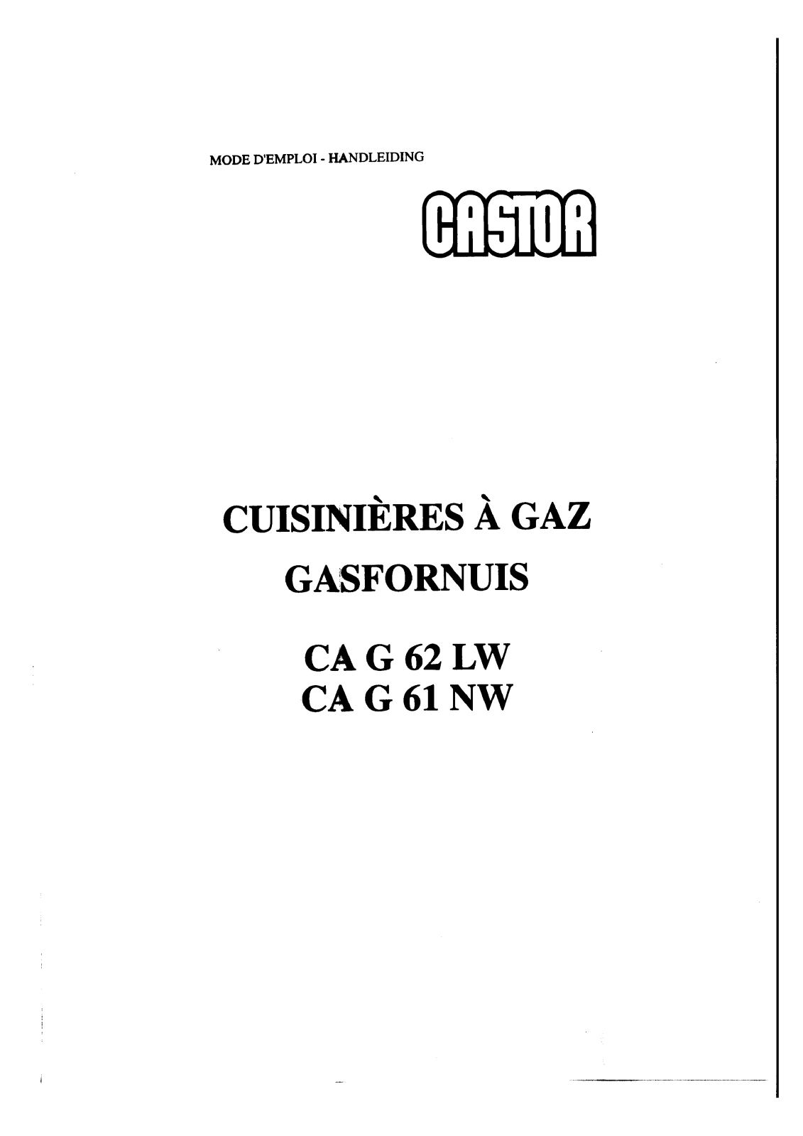 Castor CAG62LW, CAG61NW User Manual