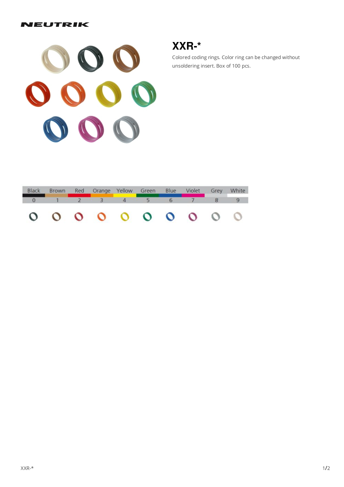 Neutrik XXR-3 Datasheet