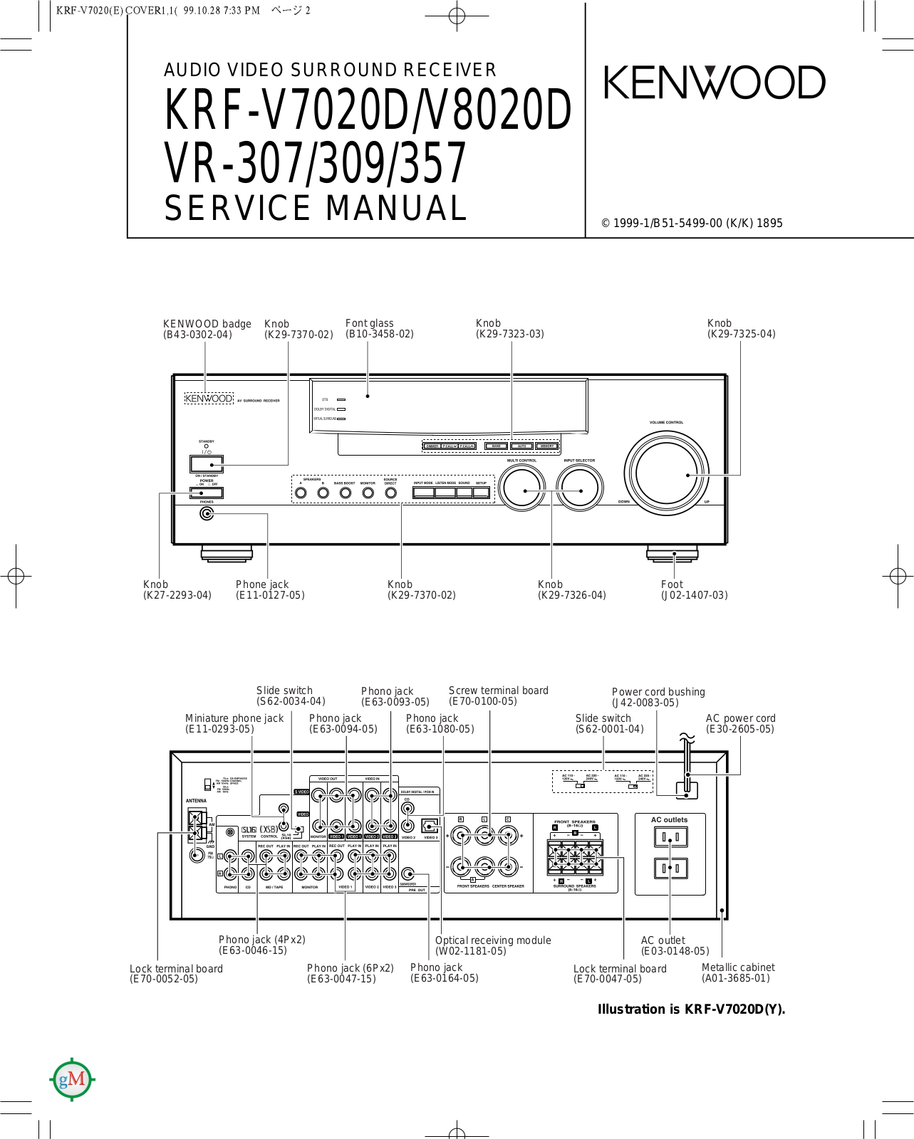 Kenwood KRFV-7020-D, KRFV-8020-D, VR-307, VR-309, VR-357 Service manual