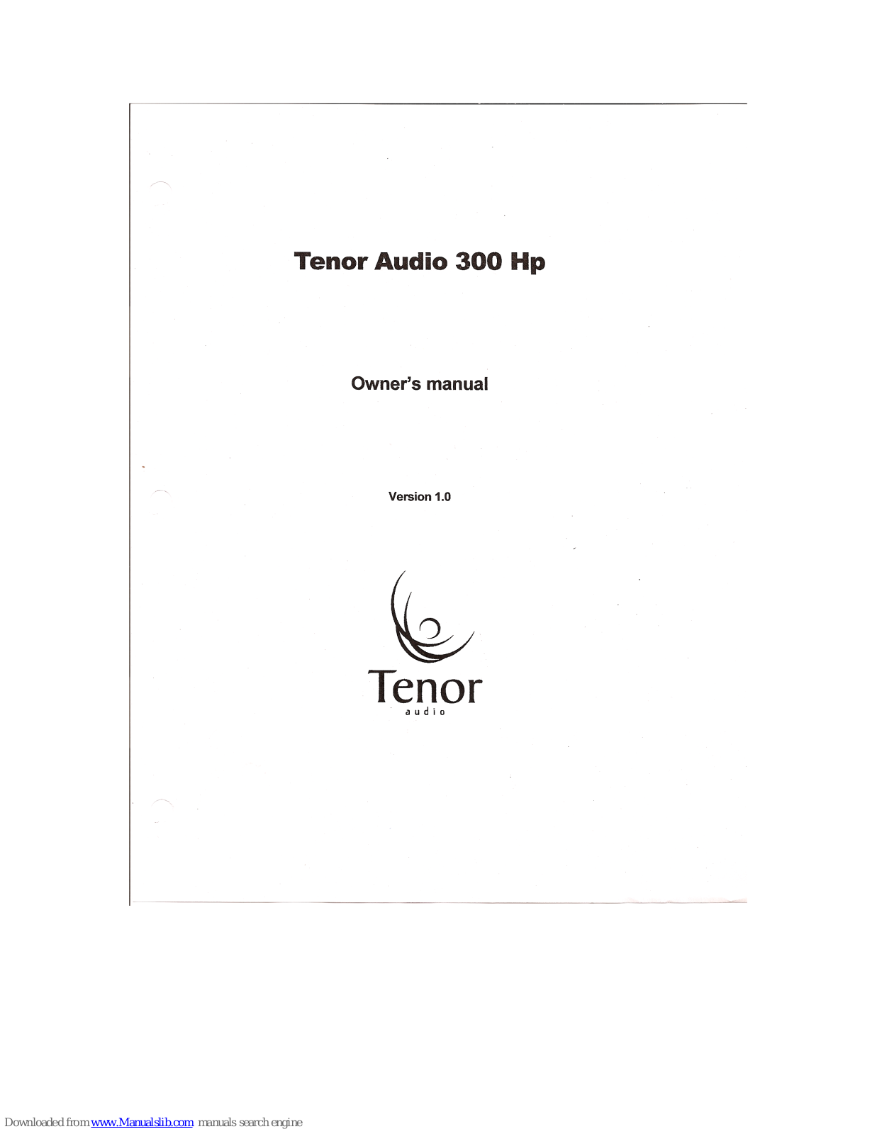 Tenor Audio 300 HP Owner's Manual