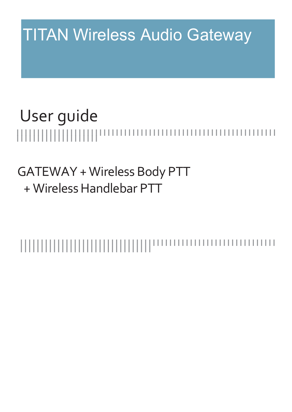 Titan Communication systems Aps WPTT HDLB, WPTT20 User Guide