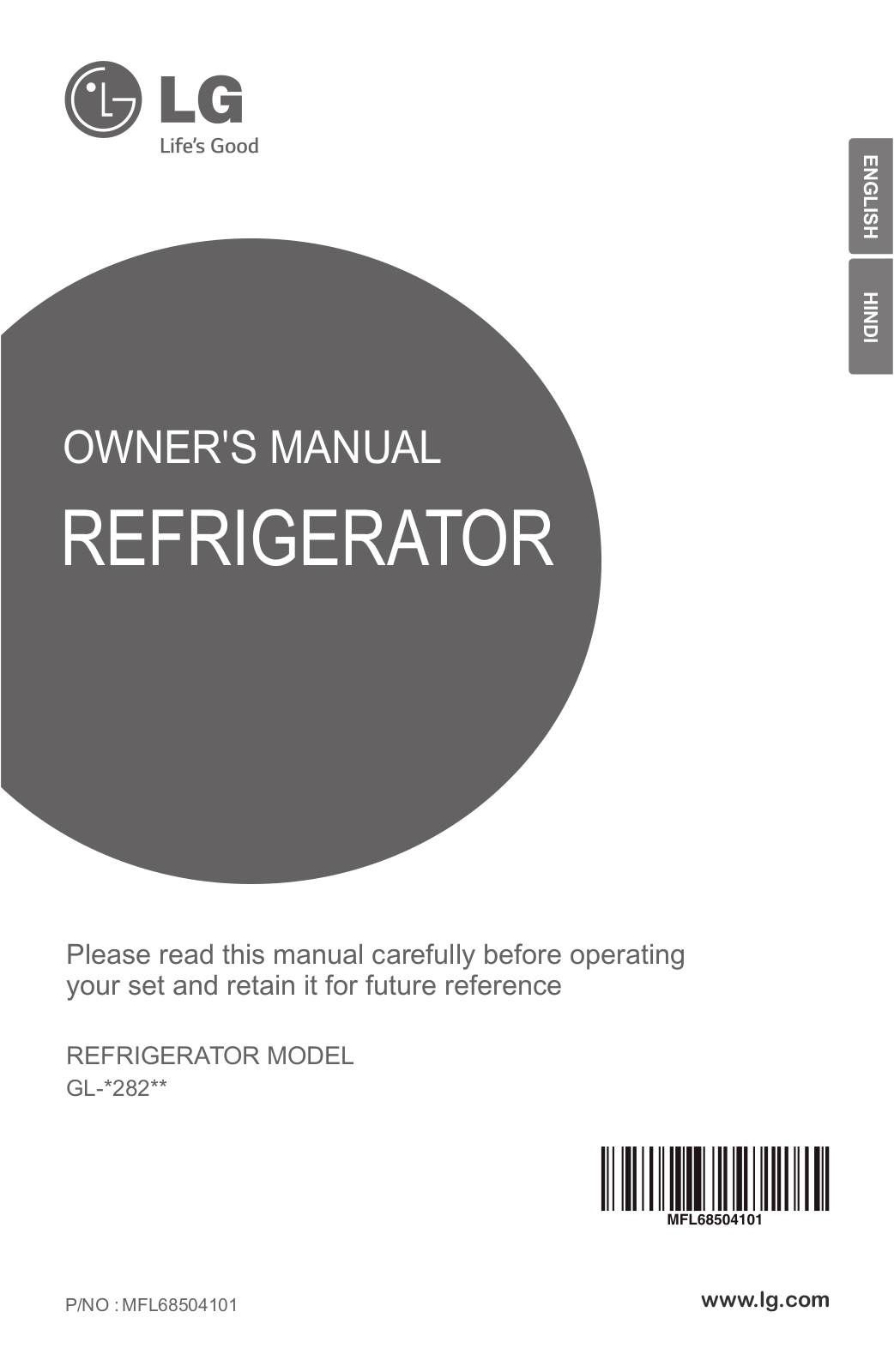 LG GL-B282RLCL, GL-C282RPCL Owner’s Manual