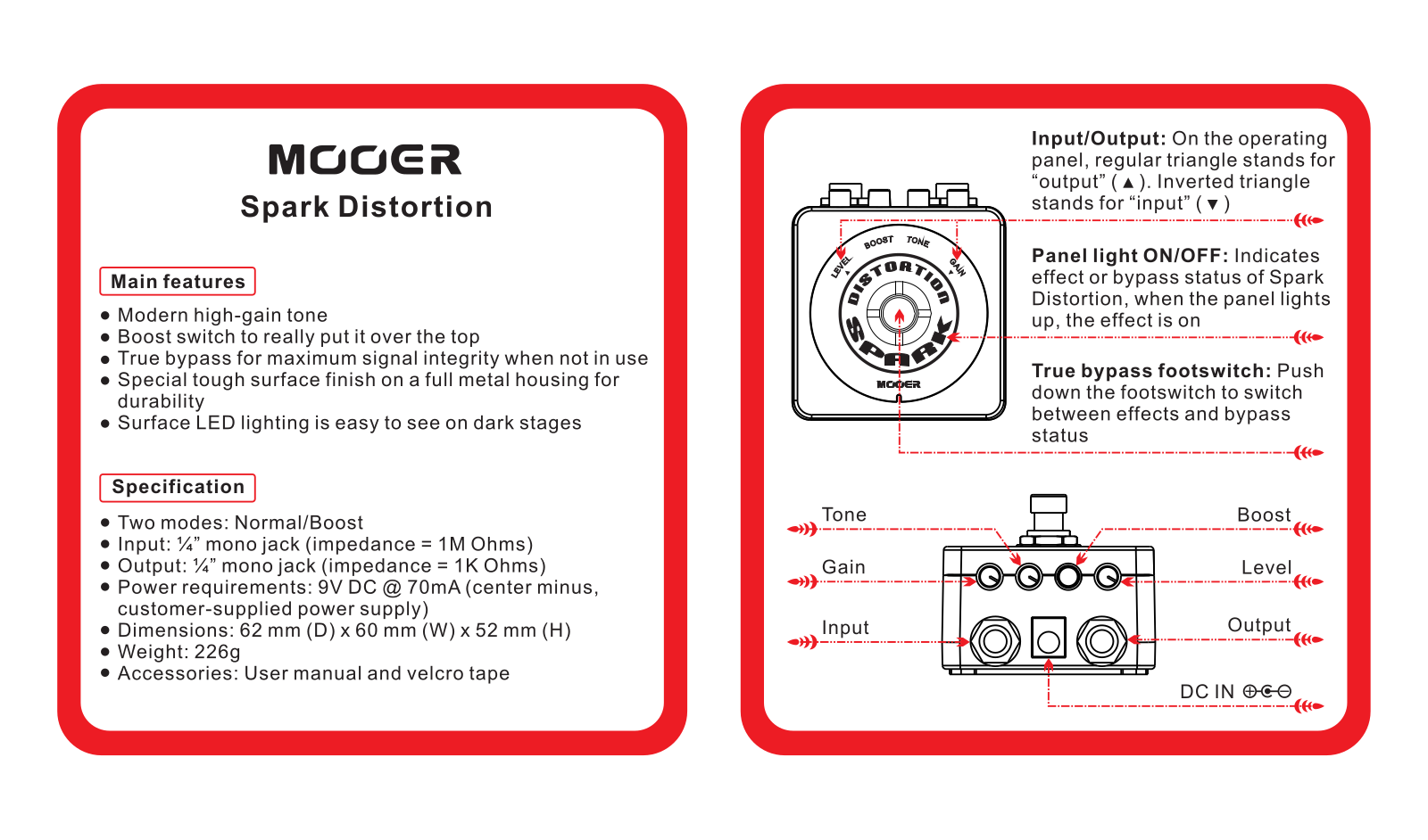 Mooer Spark Distortion Owner`s Manual