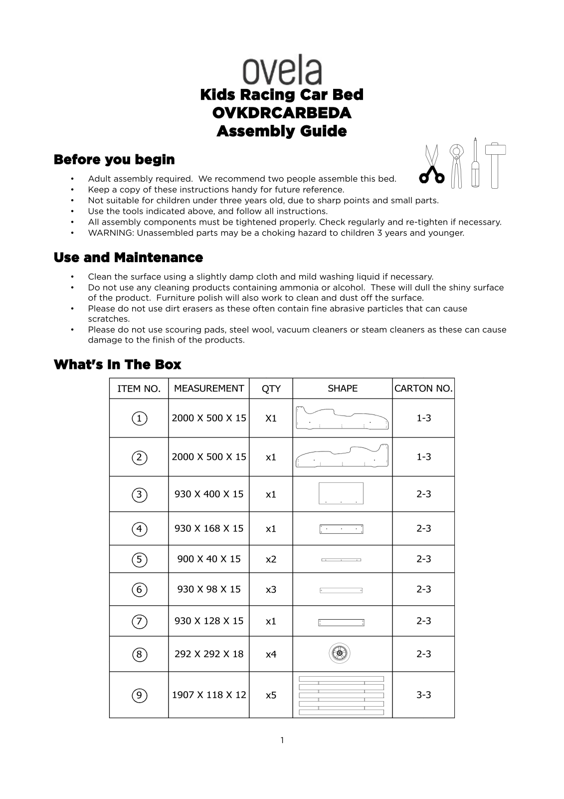 Ovela OVKDRCARBEDA User guide - ManualMachine.com