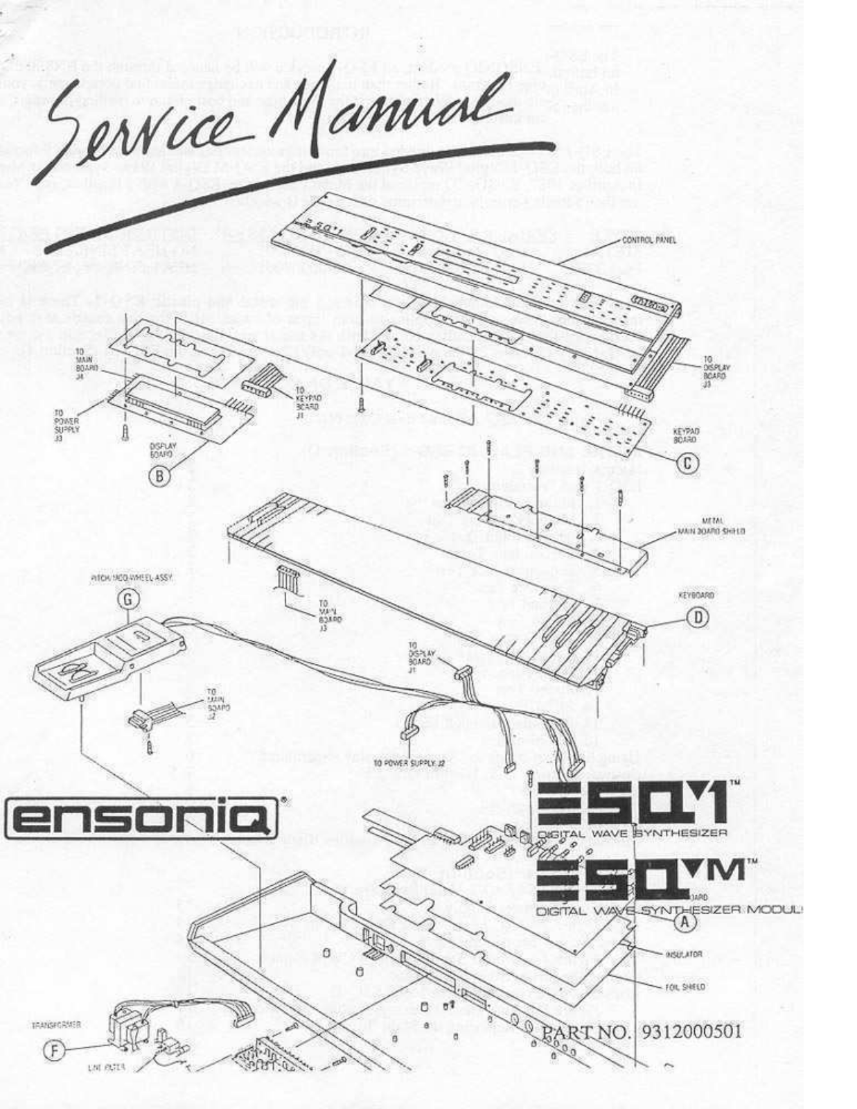 Ensoniq Corporation ESQ-1, ESQ-M Service Manual