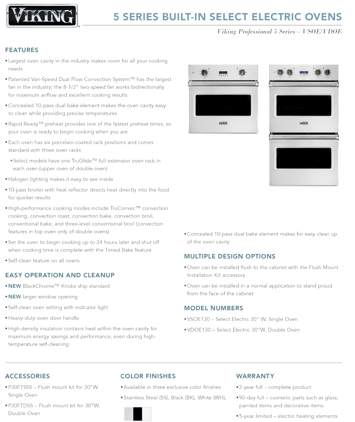 Viking VDOE130SS Specifications