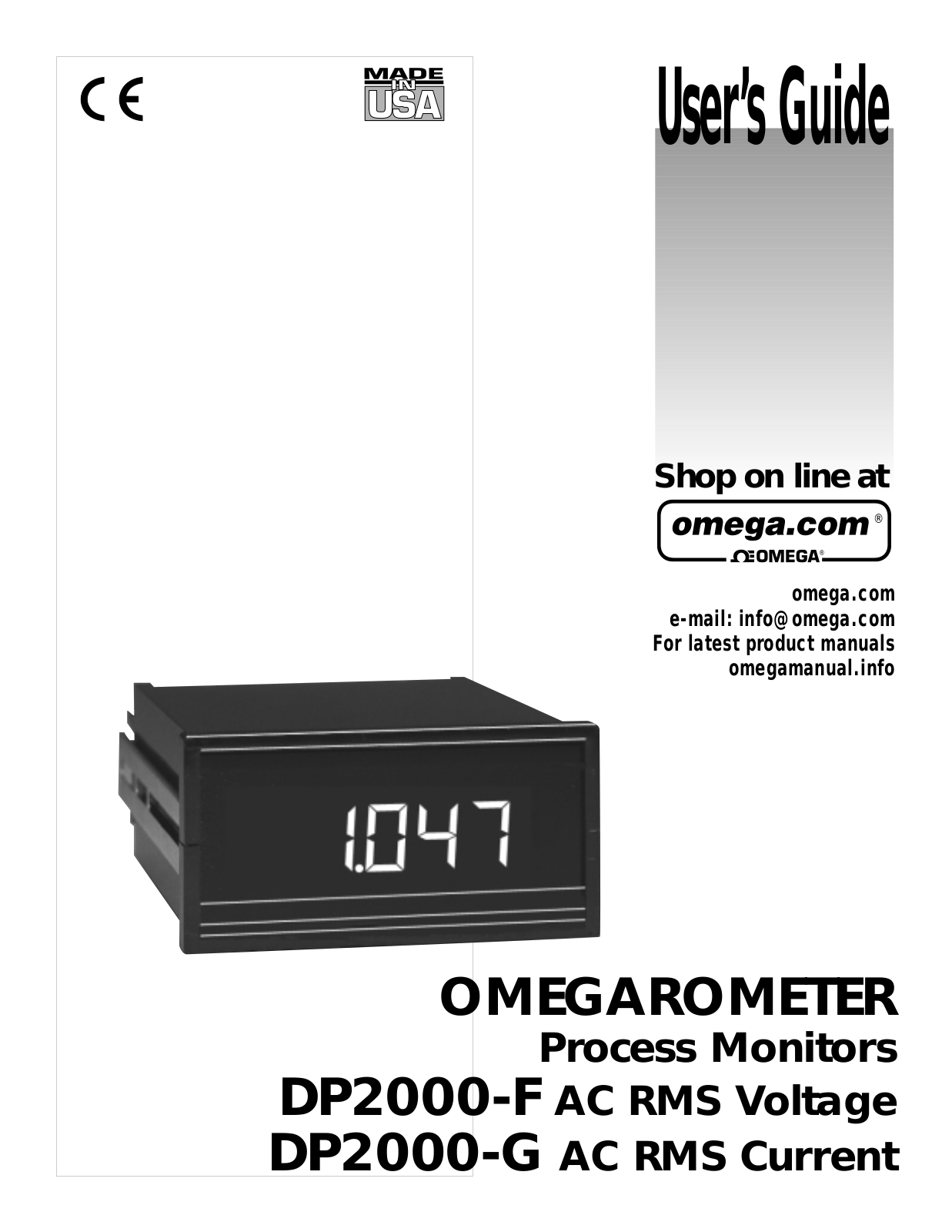 Omega Products DP2000-F Installation  Manual