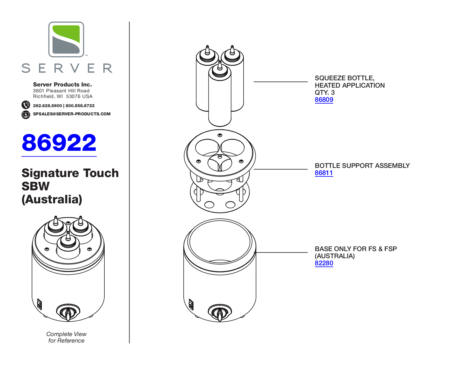 Server 86922 Parts List