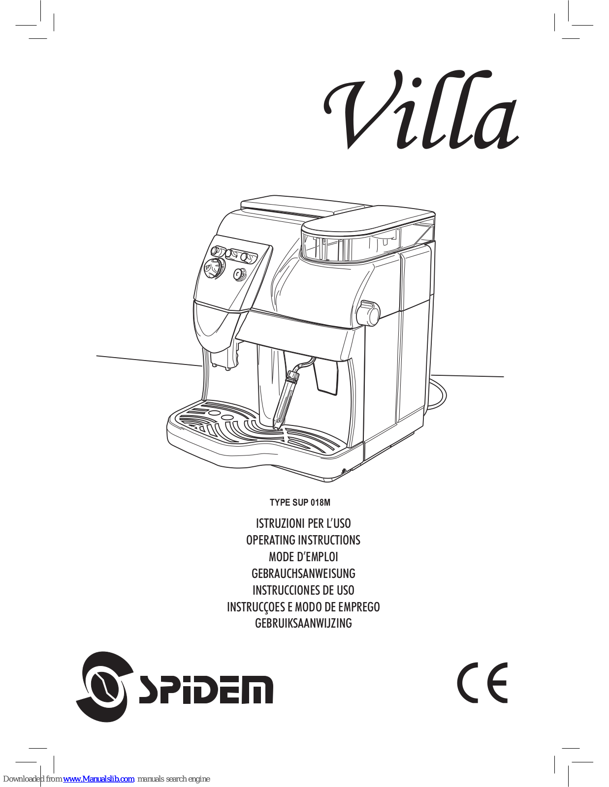 Spidem 10001830, Villa Sup 018m Operating Instructions Manual