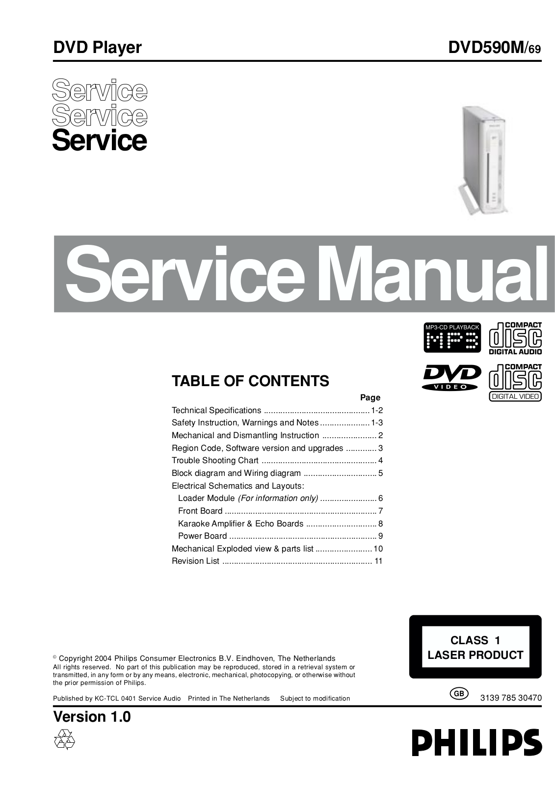 Philips DVD590M Service Manual