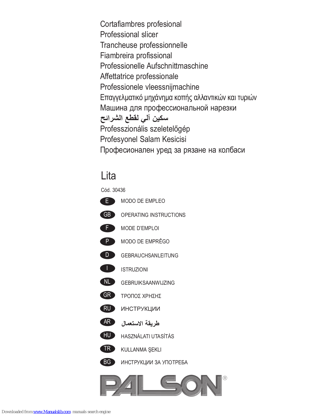 PALSON Lita 30436 Operating Instructions Manual