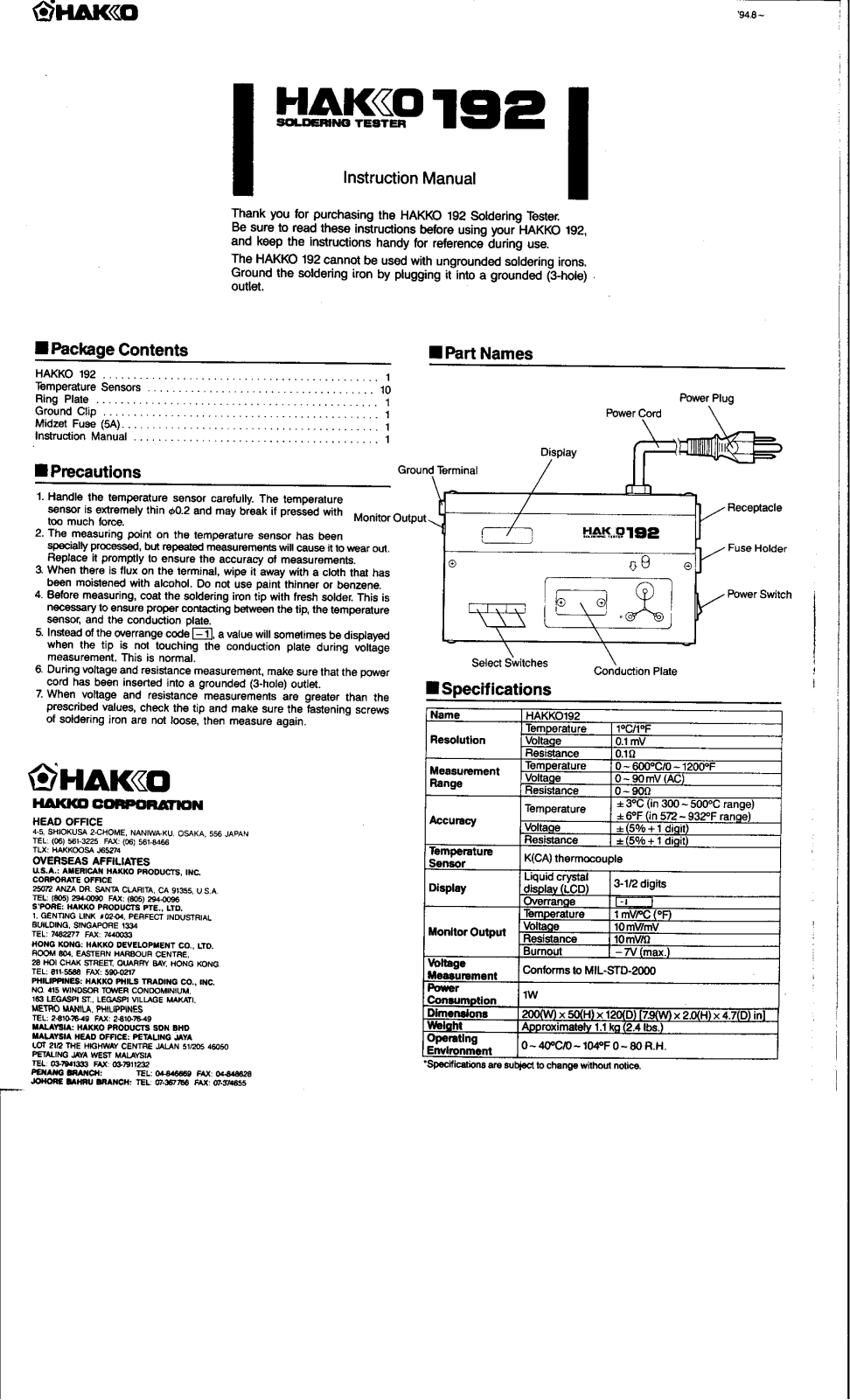 Hakko 192 User Manual