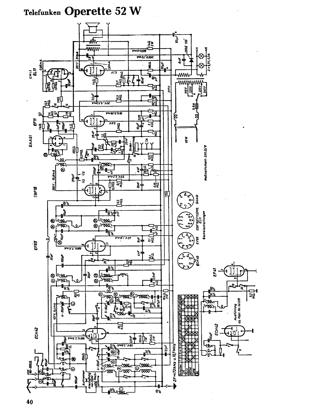 Telefunken Operette-52W Schematic