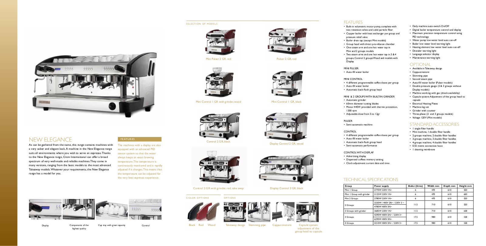 Expobar Mini I Group, Mini I Group with grinder, Mini 2 Groups, 2 Groups with Cinder, 3 Groups Brochure