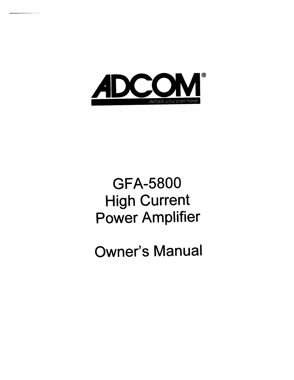 Adcom GFA-5800 User Manual