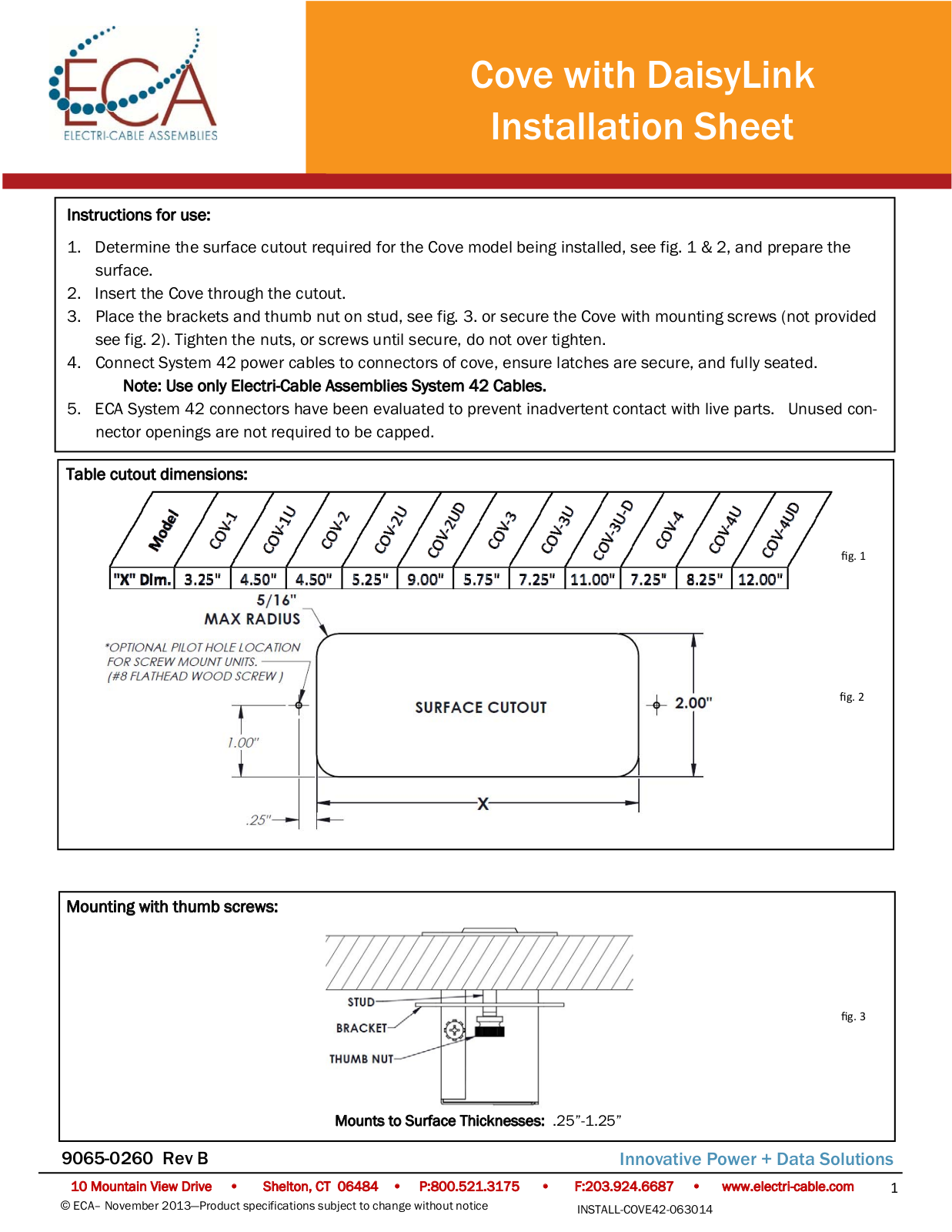 ECA COV-2U, COV-2, COV-2UD, COV-3U, COV-3 Installation Sheet - ManualMachine.com