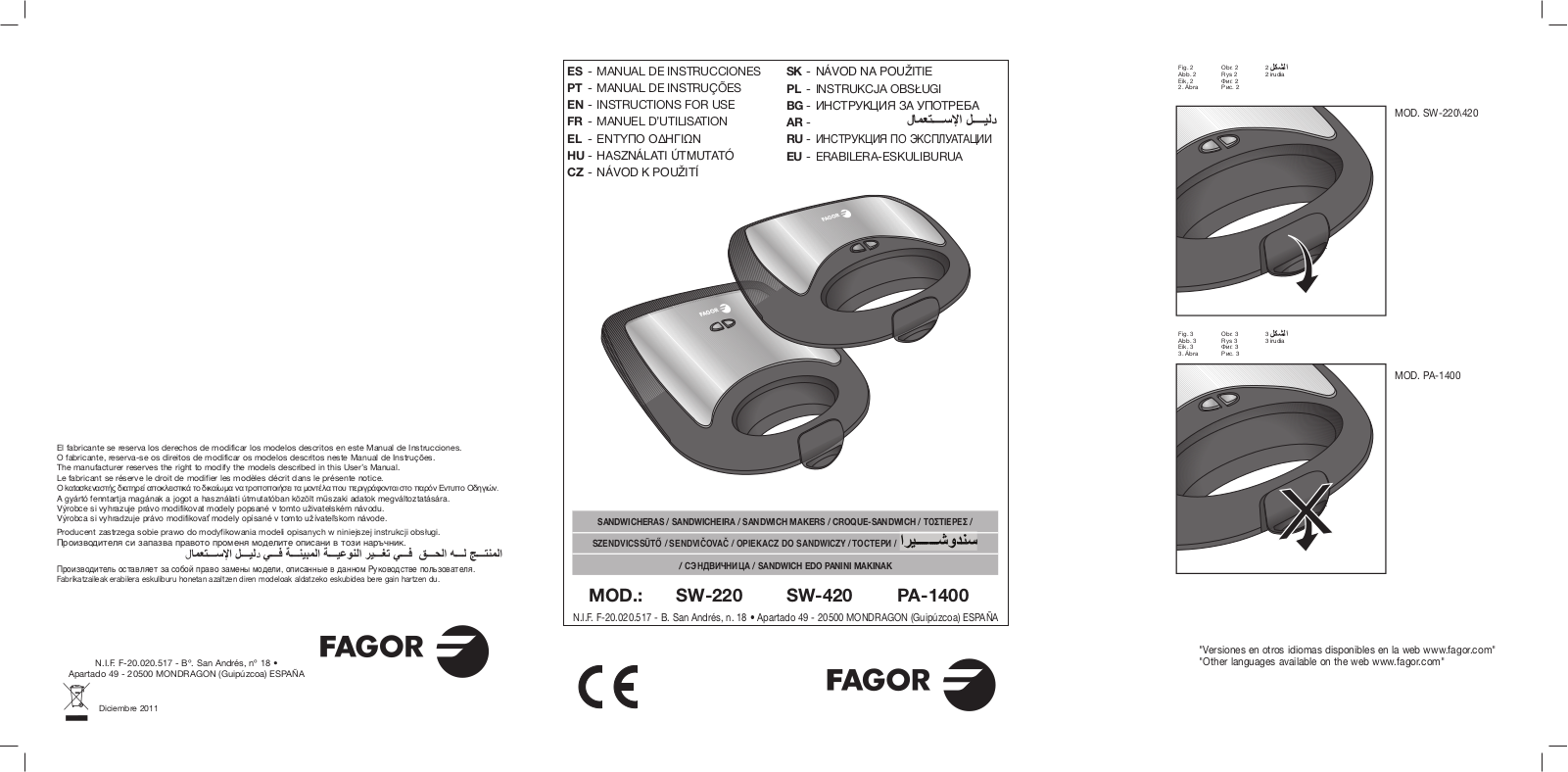 Fagor SW 220 User Manual