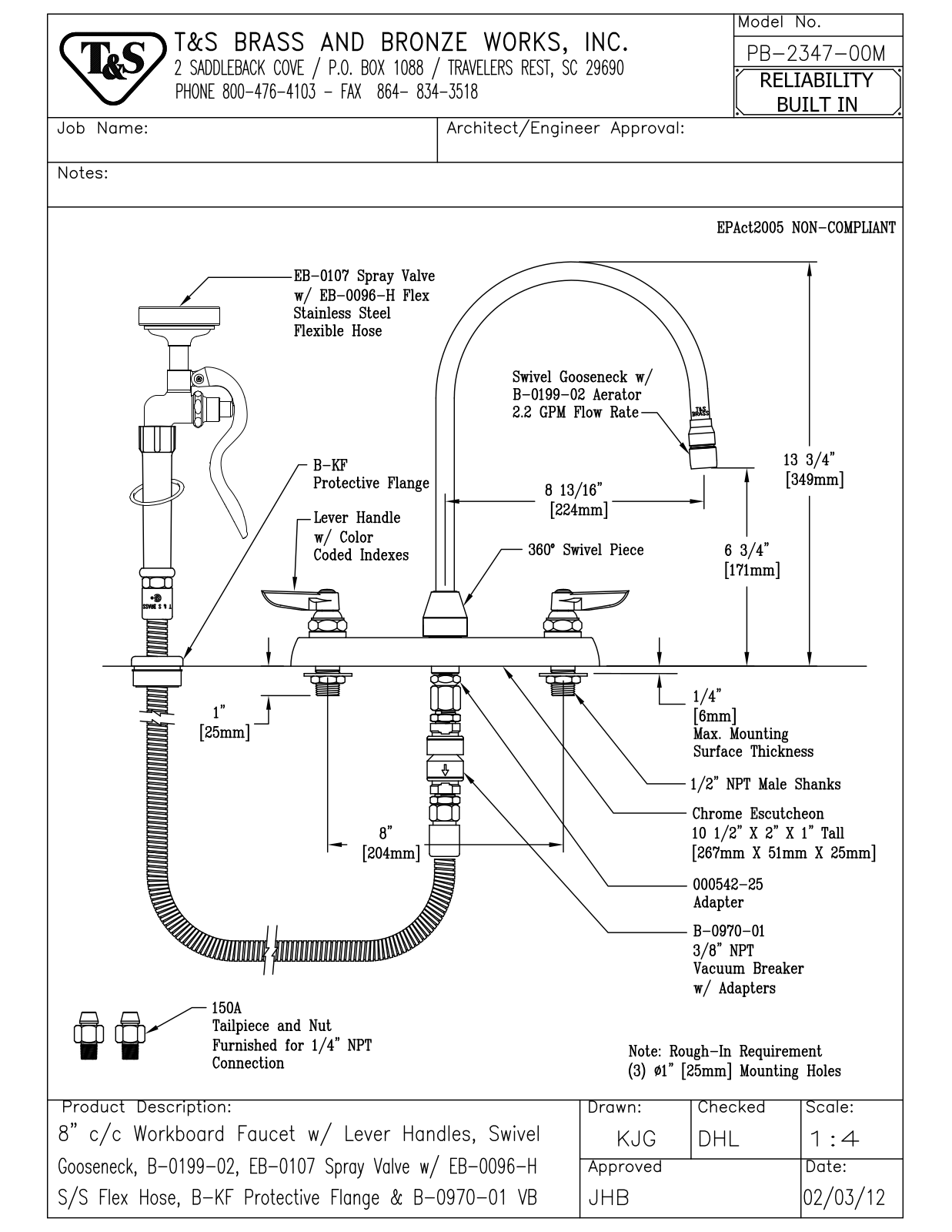 T&S Brass PB-2347-00M User Manual