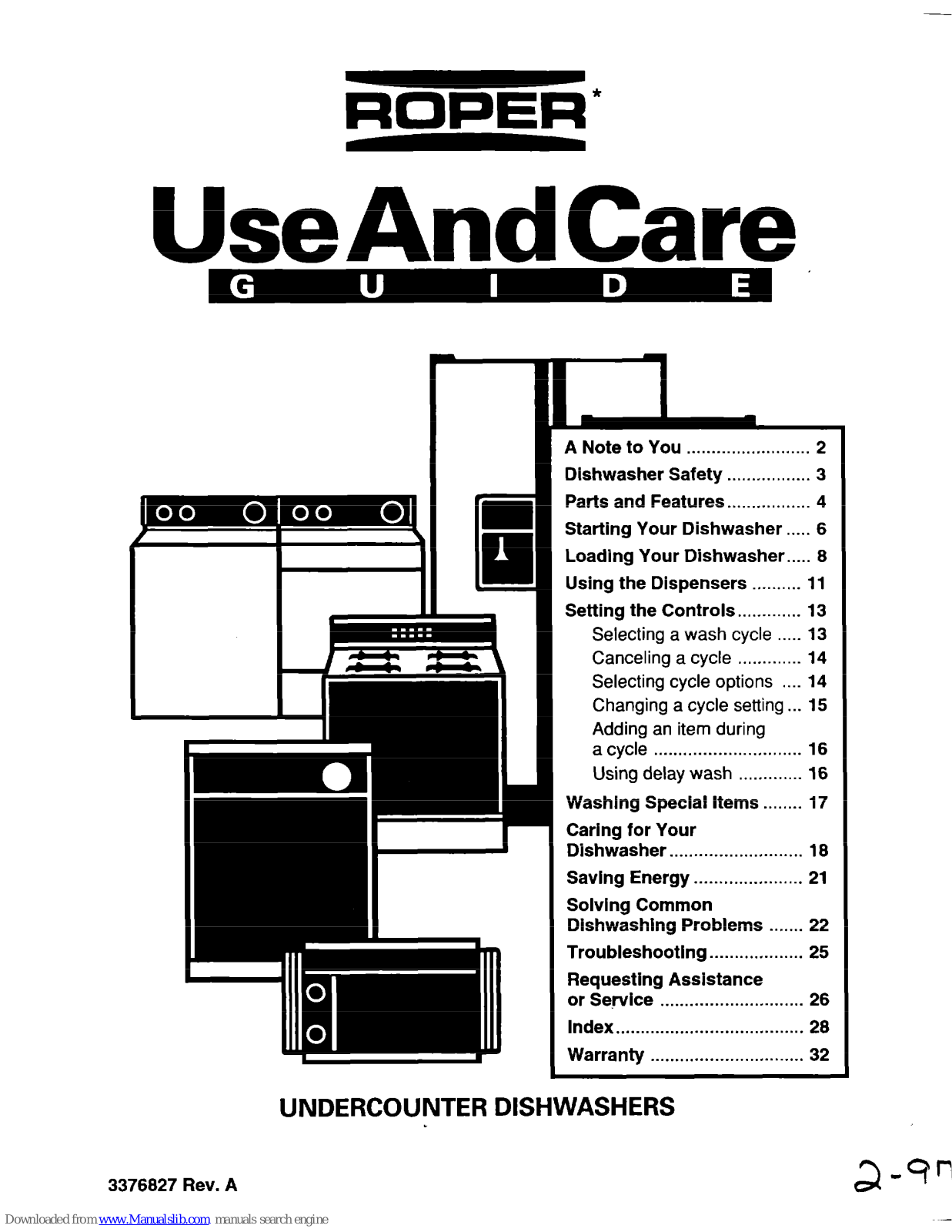 Roper UNDERCOUNTER DISHWASHERS User And Care Manual - ManualMachine.com