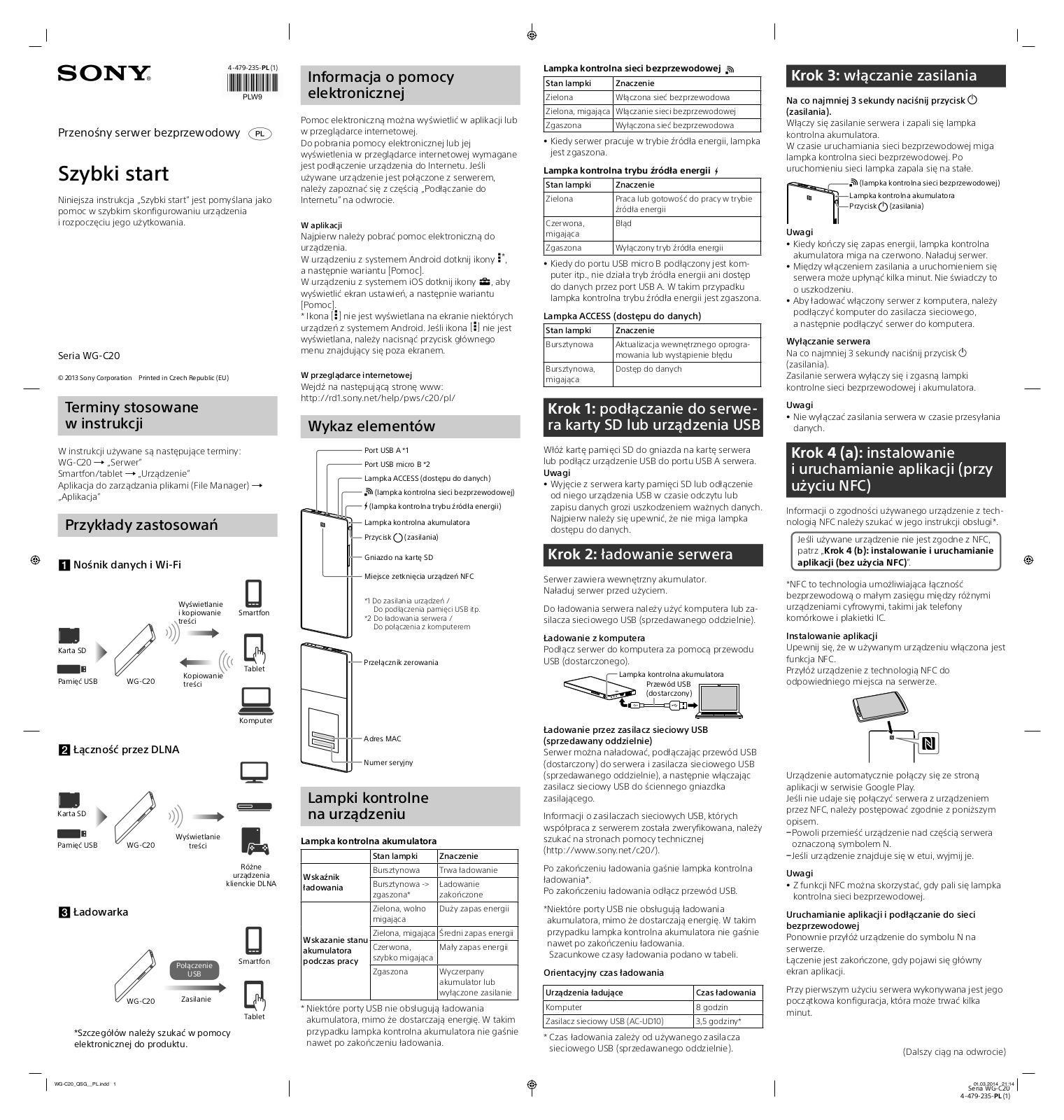 Sony WG-C20 Getting Started Guide