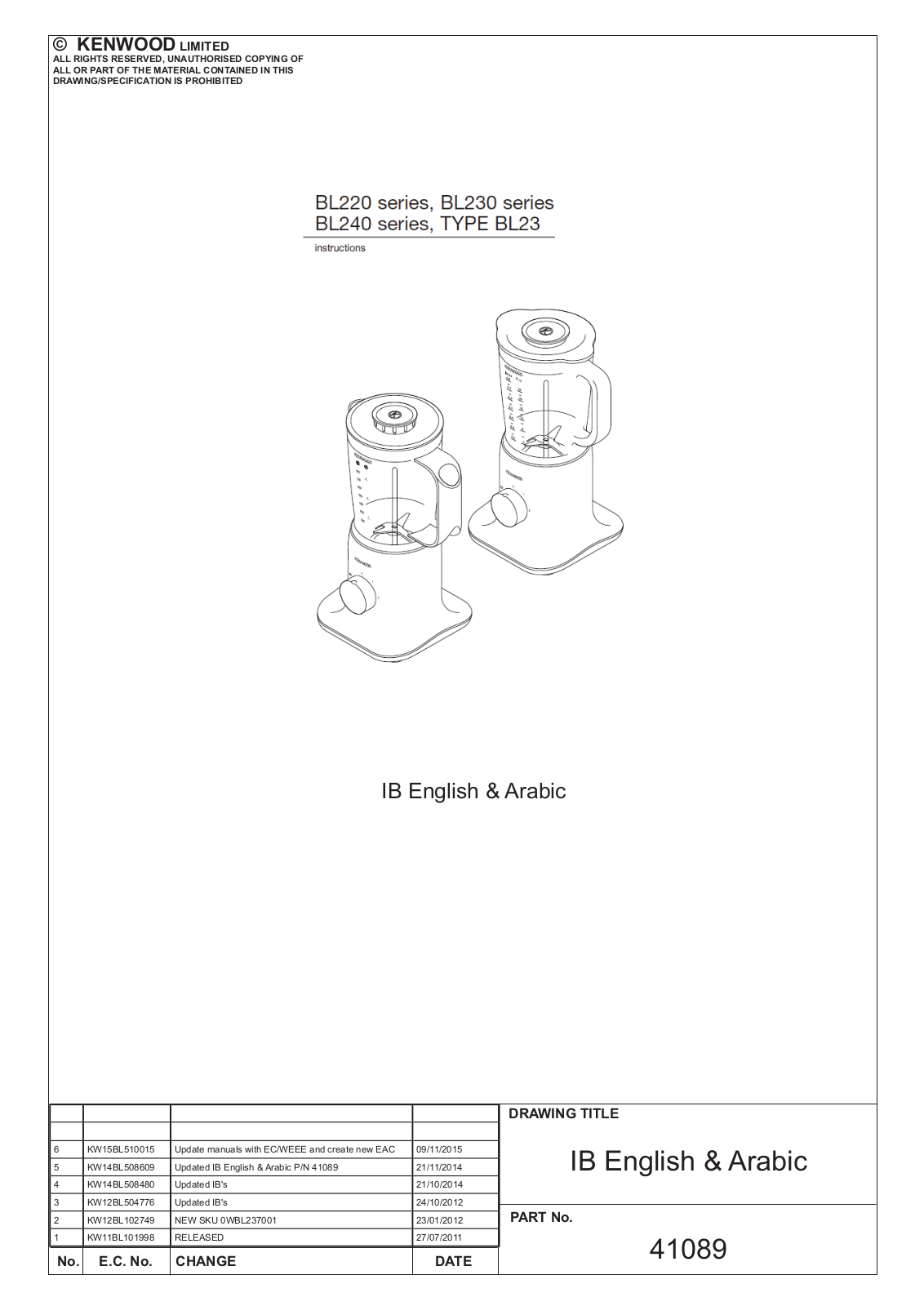 Kenwood BL237WG User Manual