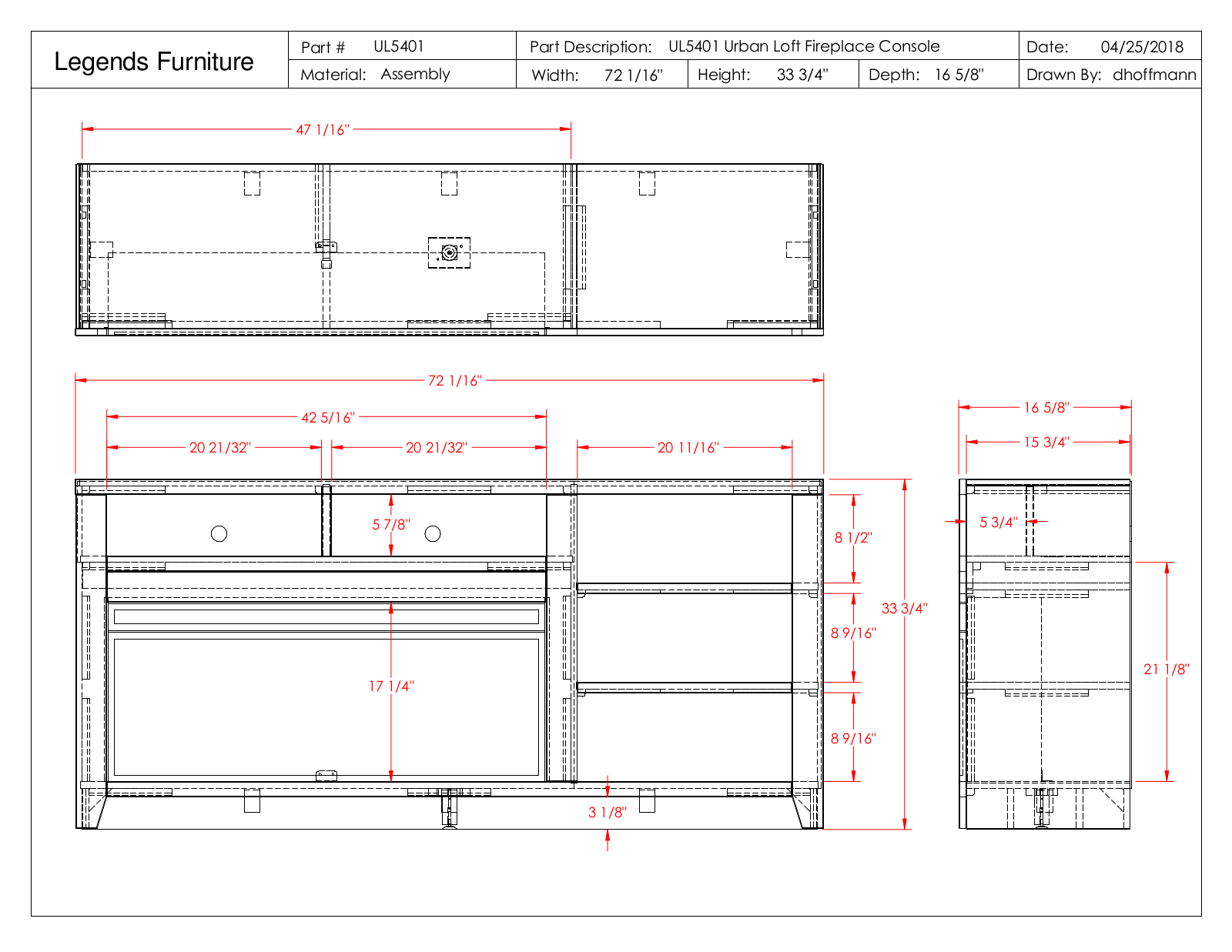 Legends Furniture UL5401 Specification Sheet