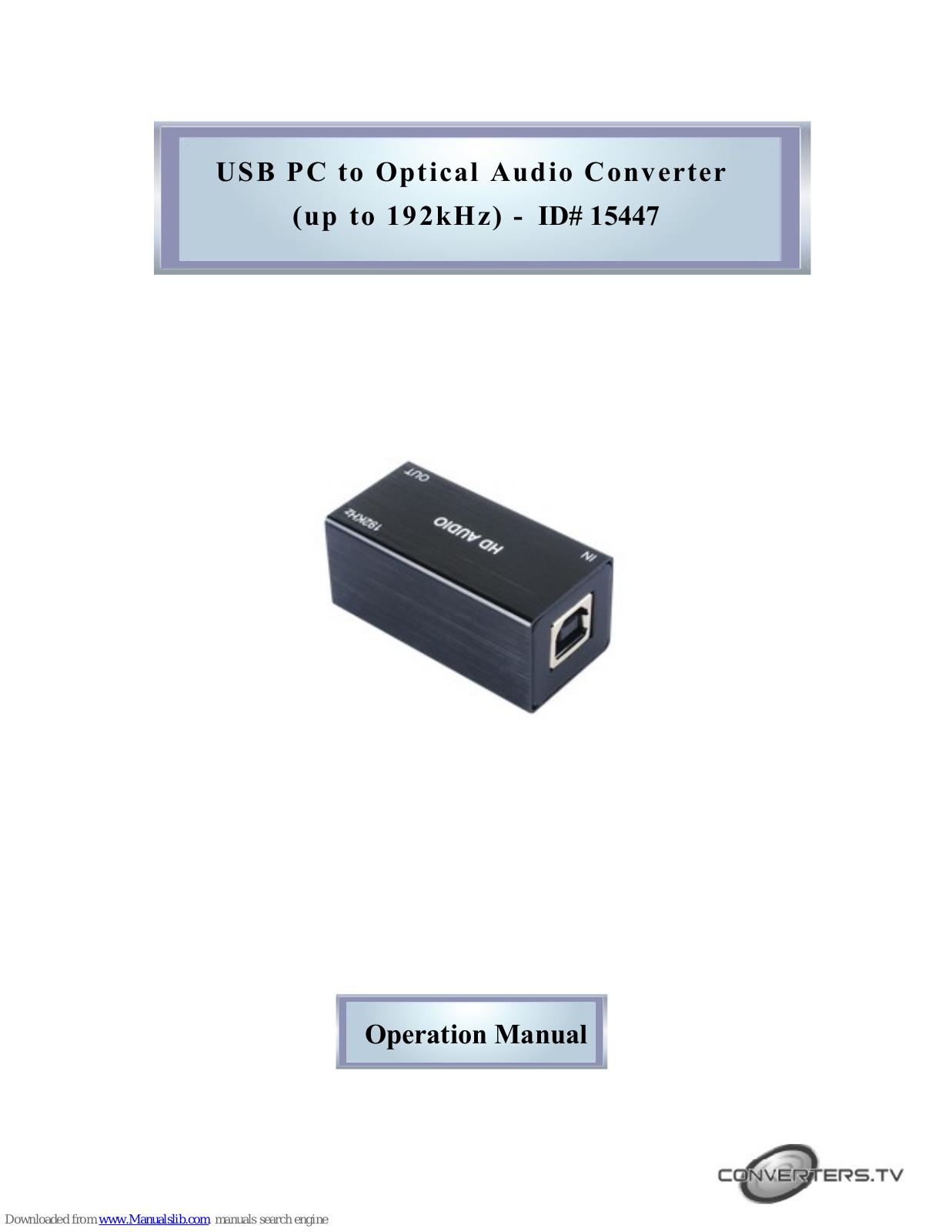 Converters.TV 15447 Operation Manual