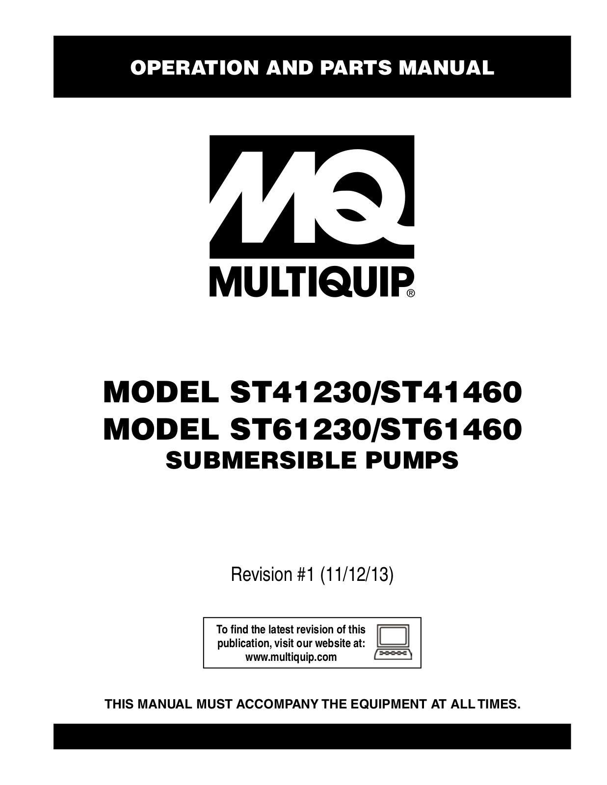 Multiquip ST61460, ST41230, ST41460, ST61230 User Manual