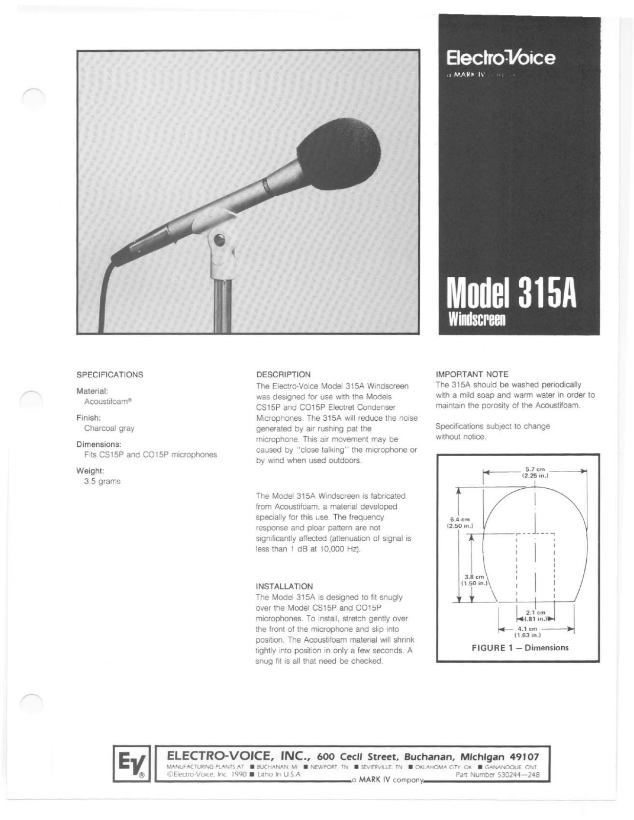 Electro-voice 315A User Manual