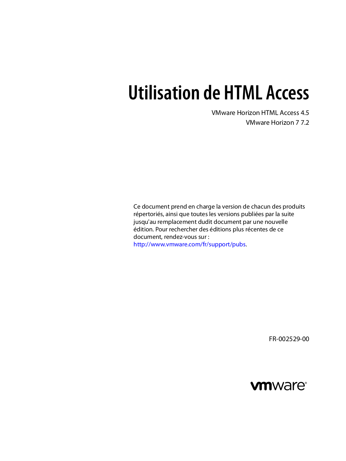 VMWARE Horizon HTML Access 4.5, Horizon 7.2 Instruction Manual