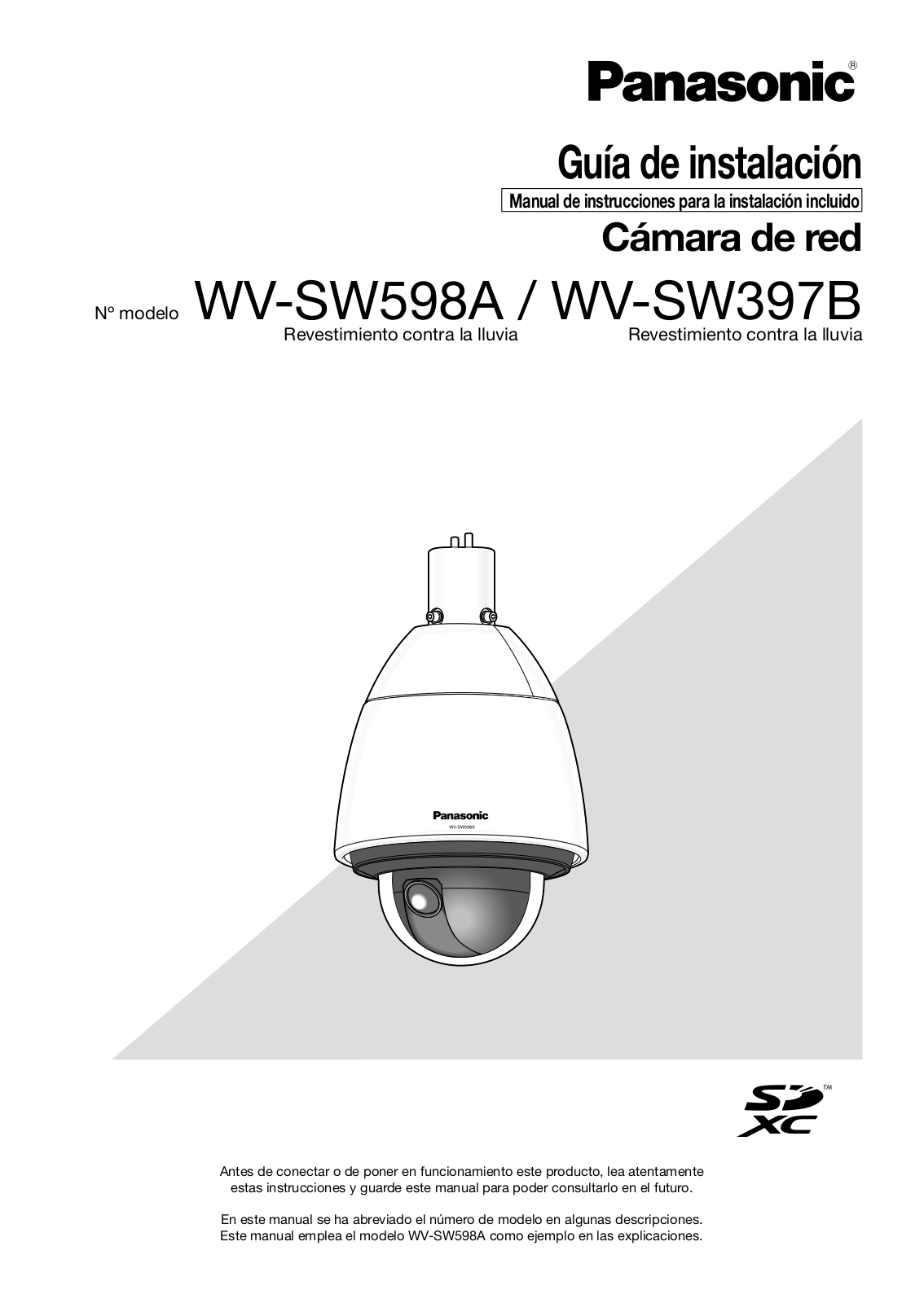 Panasonic WV-SW598A, WV-SW397B Installation Manual